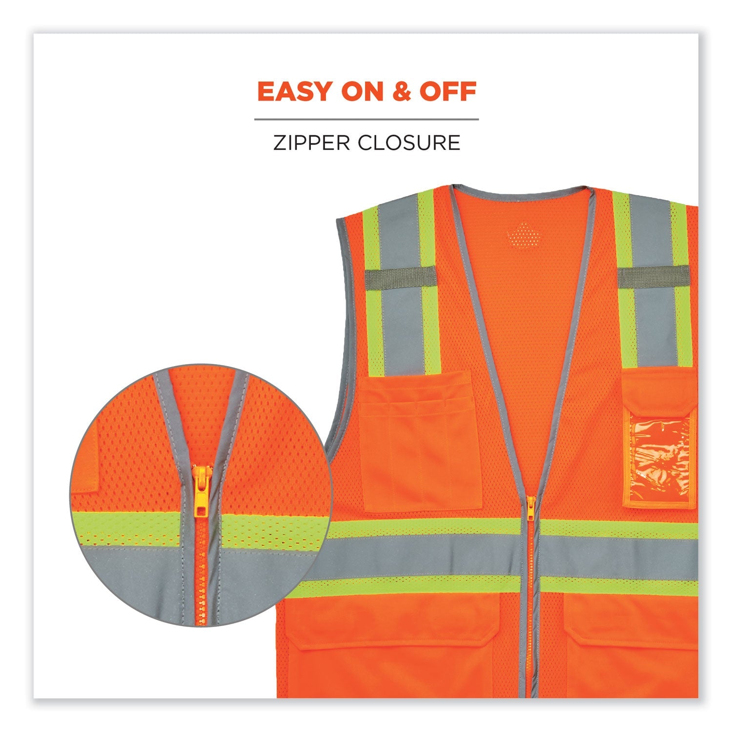 ergodyne® GloWear 8246Z-S Single Size Class 2 Two-Tone Mesh Vest, Polyester, Medium, Orange