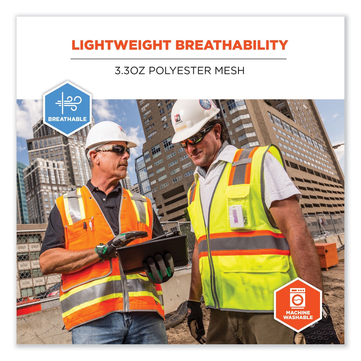 ergodyne® GloWear 8246Z-S Single Size Class 2 Two-Tone Mesh Vest, Polyester, Medium, Orange