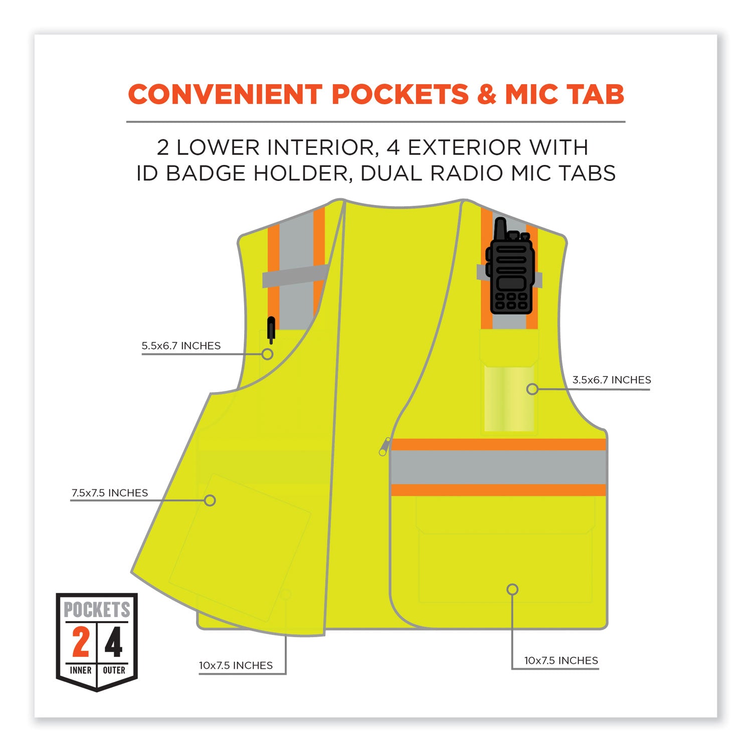 ergodyne® GloWear 8246Z-S Single Size Class 2 Two-Tone Mesh Vest, Polyester, 5X-Large, Lime