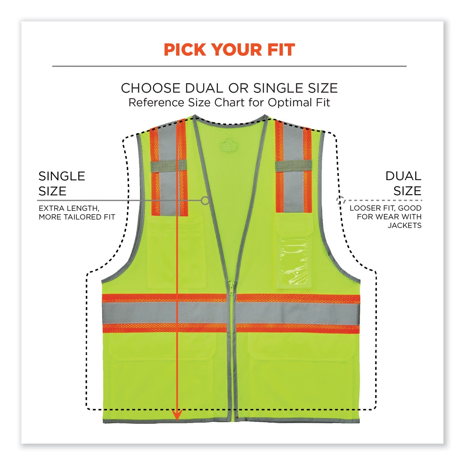 ergodyne® GloWear 8246Z-S Single Size Class 2 Two-Tone Mesh Vest, Polyester, X-Large, Lime