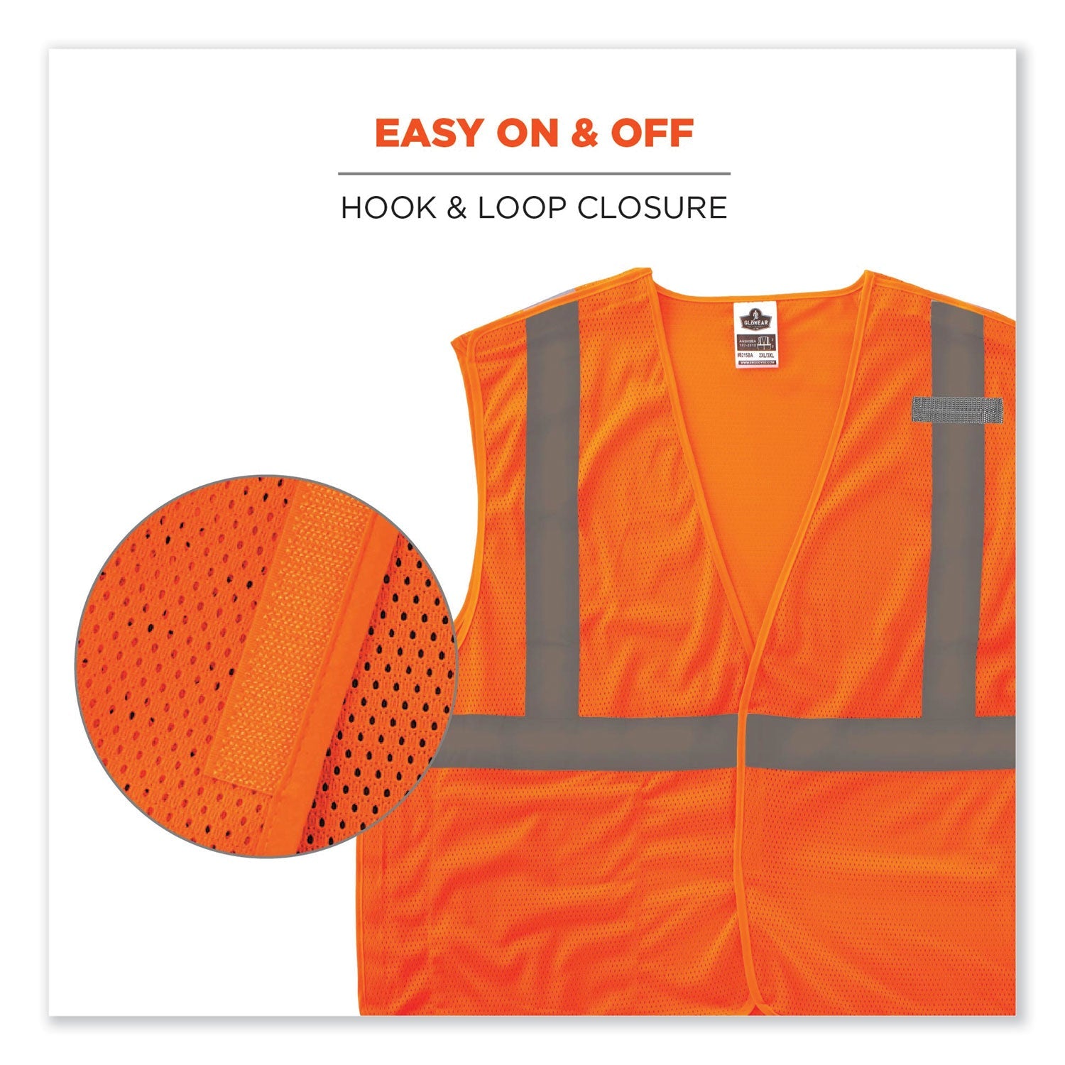 ergodyne® GloWear 8215BA-S Single Size Class 2 Economy Breakaway Mesh Vest, Polyester, X-Large, Orange