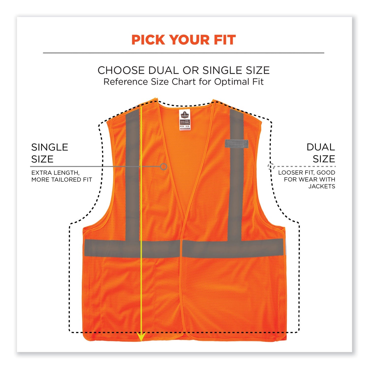 ergodyne® GloWear 8215BA-S Single Size Class 2 Economy Breakaway Mesh Vest, Polyester, Large, Orange