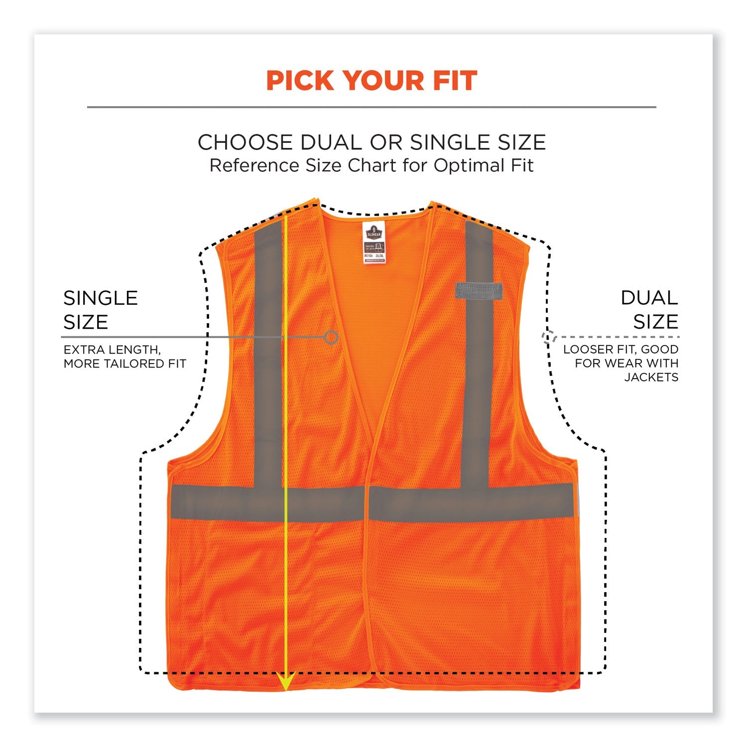 ergodyne® GloWear 8215BA-S Single Size Class 2 Economy Breakaway Mesh Vest, Polyester, X-Small, Orange