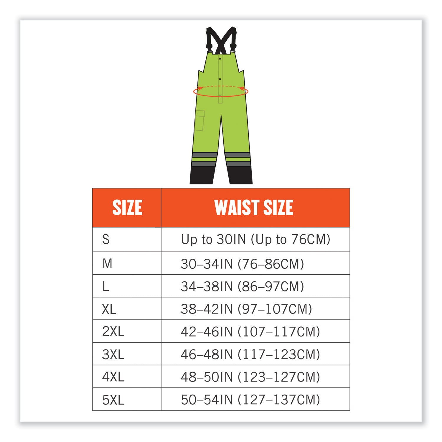 ergodyne® GloWear 8918BK Class E Hi-Vis Rain Bibs Black Bottom, Large, Lime