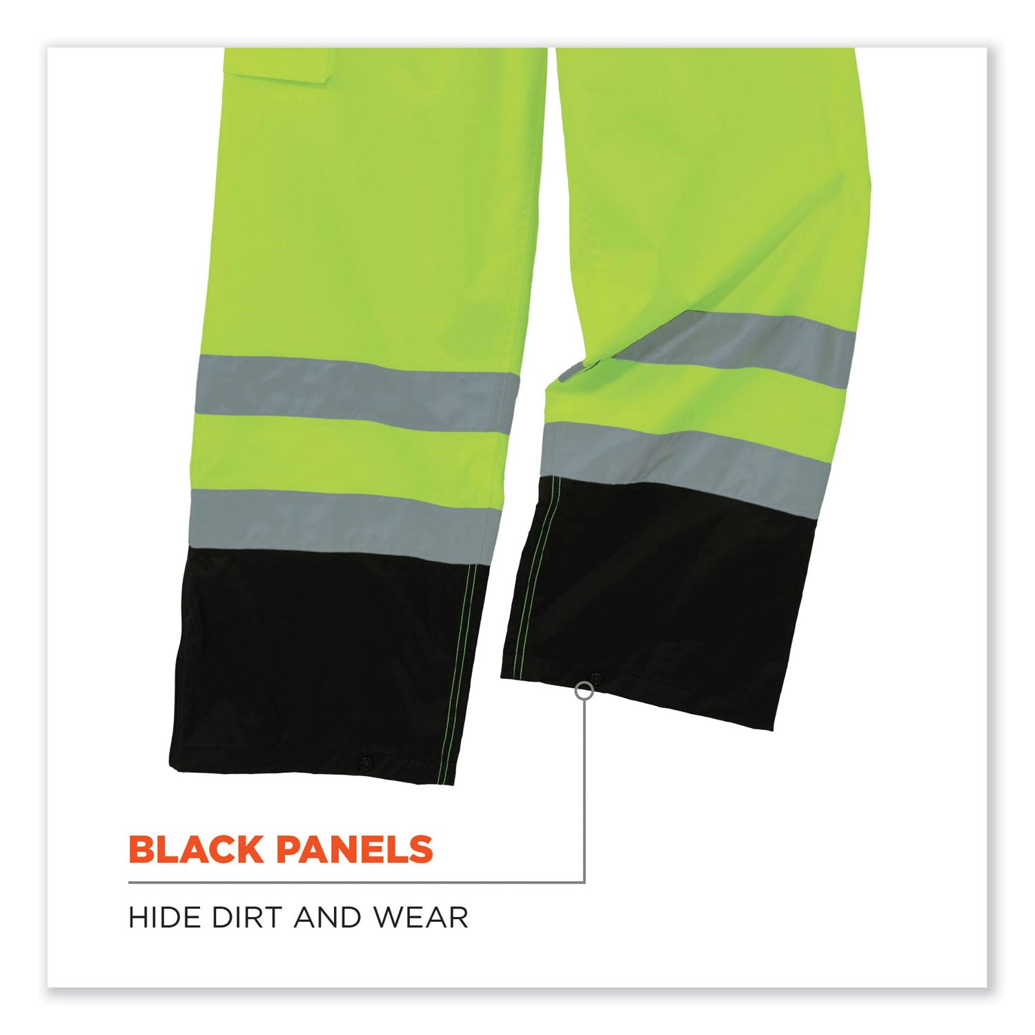 ergodyne® GloWear 8918BK Class E Hi-Vis Rain Bibs Black Bottom, 4X-Large, Lime