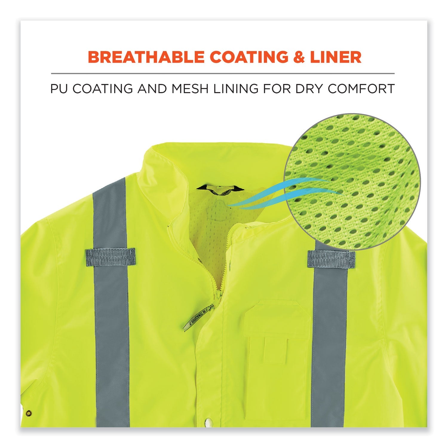 ergodyne® GloWear 8365BK Class 3 Hi-Vis Rain Jacket Black Bottom, X-Large, Lime