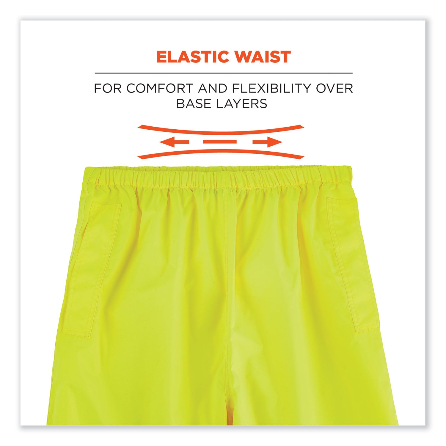 ergodyne® GloWear 8916 Class E Lightweight Hi-Vis Rain Pants, Large, Lime