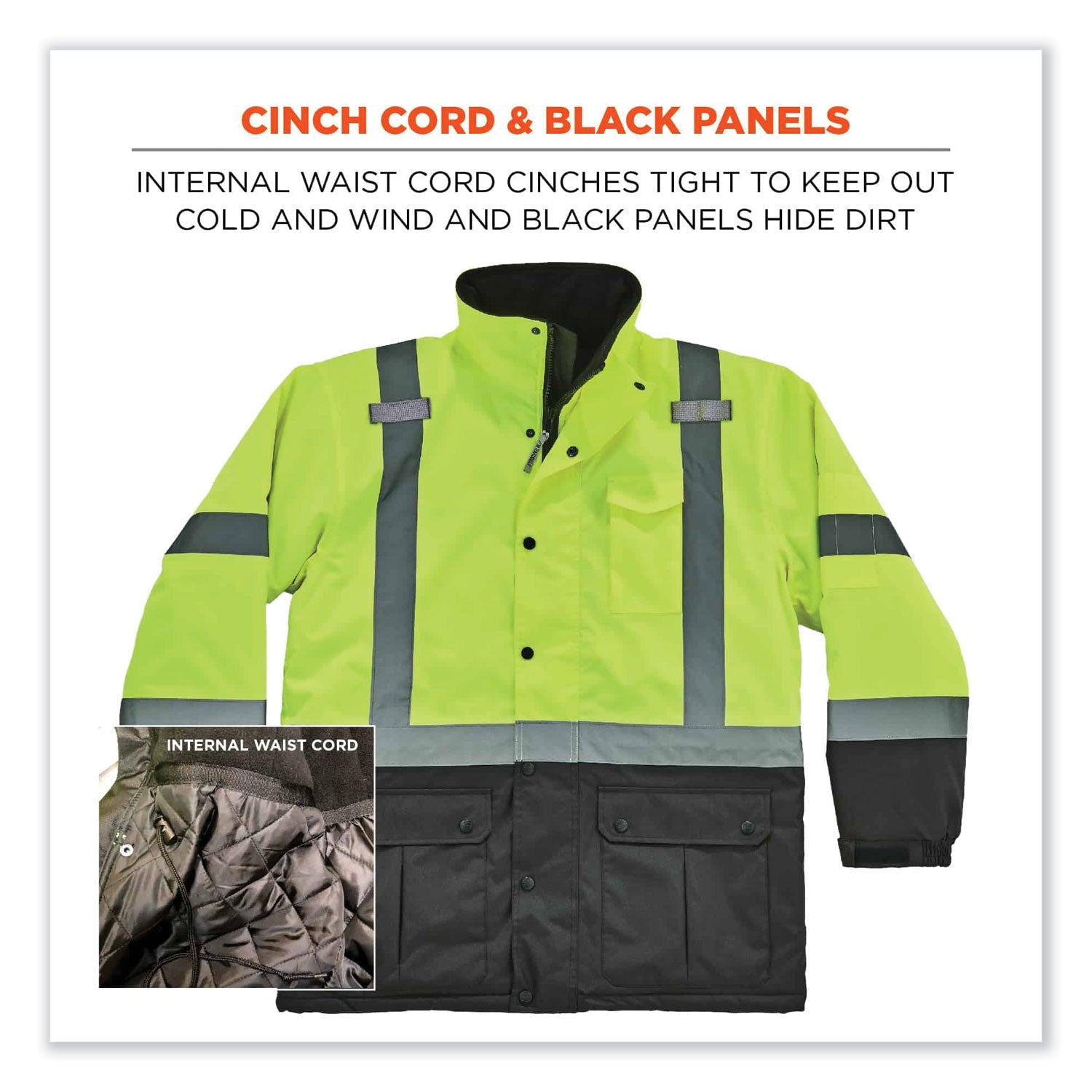 ergodyne® GloWear 8384 Class 3 Hi-Vis Quilted Thermal Parka, 4X-Large, Lime