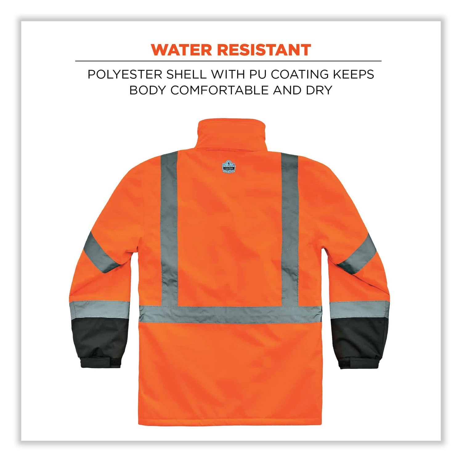 ergodyne® GloWear 8384 Class 3 Hi-Vis Quilted Thermal Parka, Medium, Orange