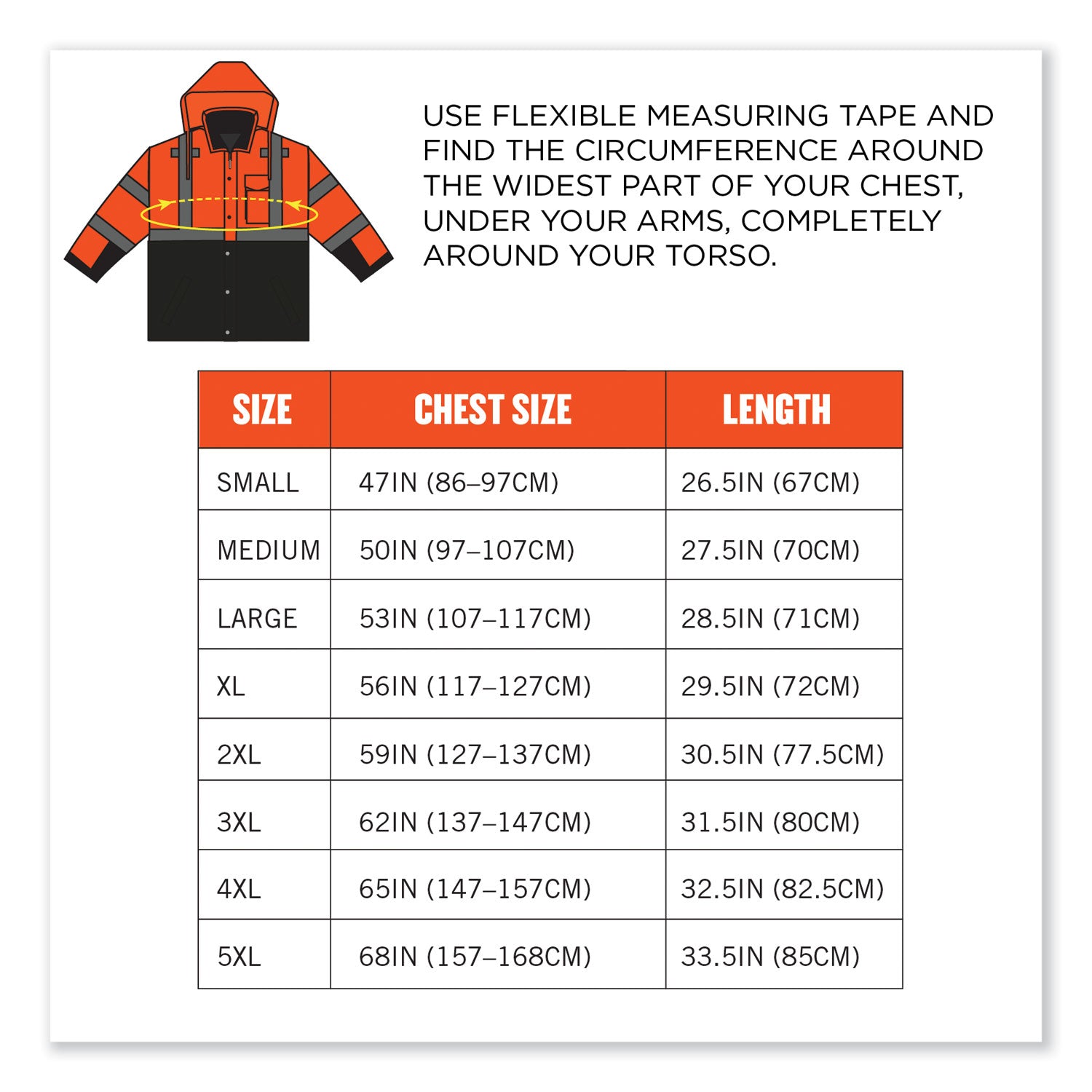 ergodyne® GloWear 8381 Class 3 Hi-Vis 4-in-1 Quilted Bomber Jacket, Orange, 5X-Large