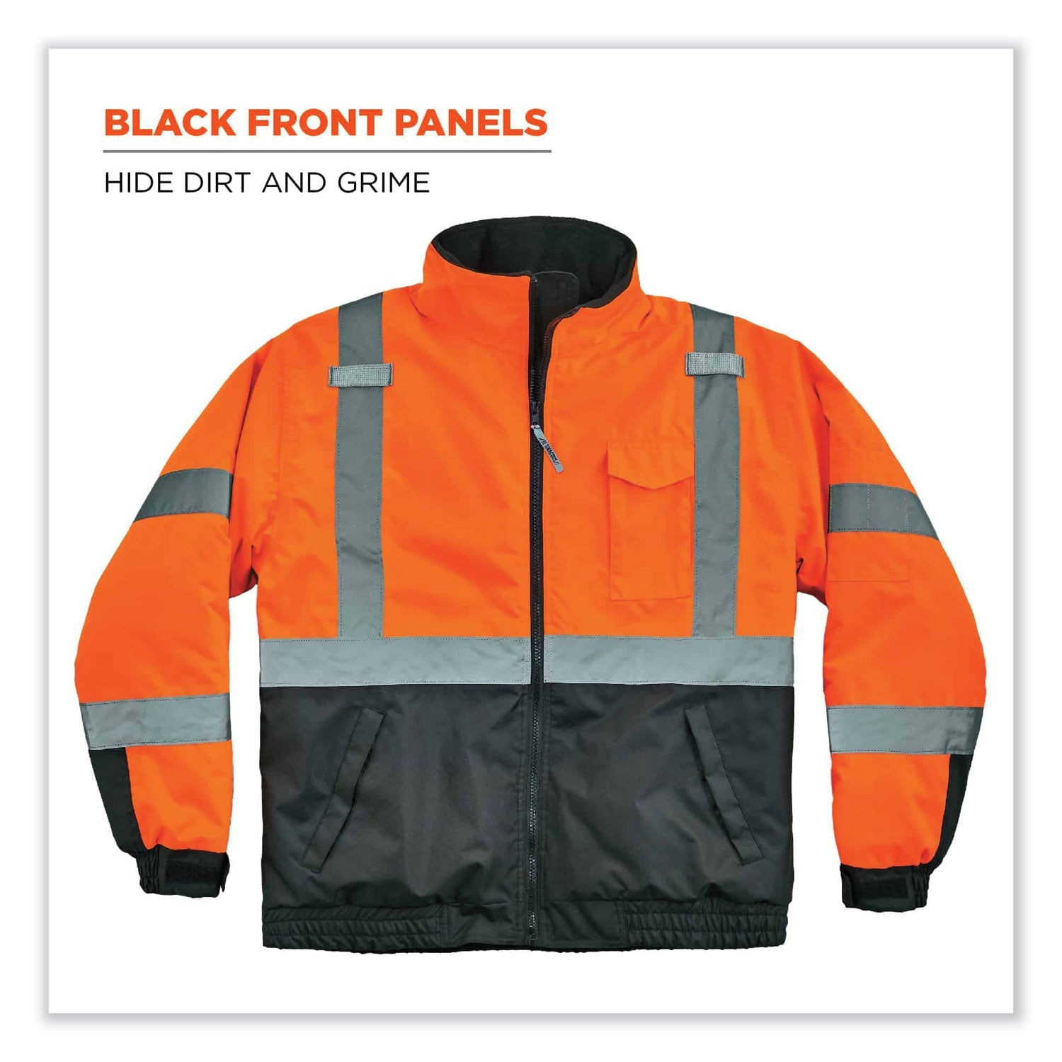 ergodyne® GloWear 8377 Class 3 Hi-Vis Quilted Bomber Jacket, Orange, 4X-Large