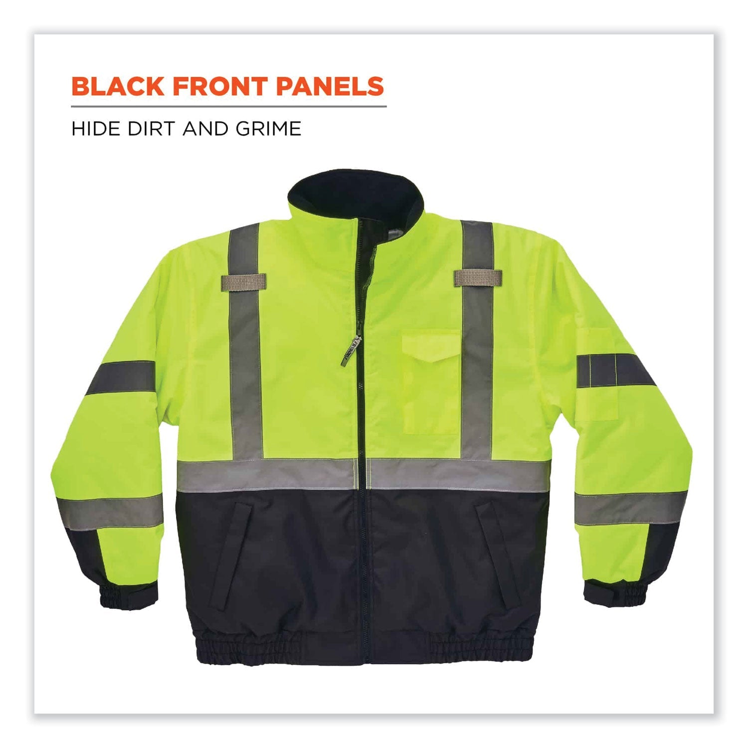 ergodyne® GloWear 8377 Class 3 Hi-Vis Quilted Bomber Jacket, Lime, Small