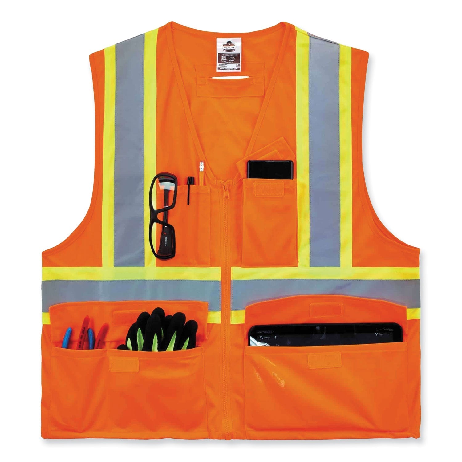 ergodyne® GloWear 8235ZX Class 2 Two-Tone X-Back Vest, Polyester, Small/Medium, Orange