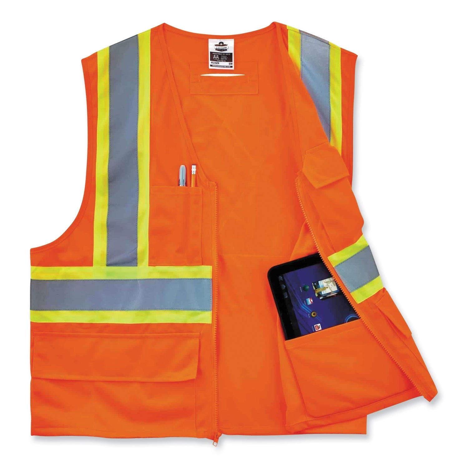 ergodyne® GloWear 8235ZX Class 2 Two-Tone X-Back Vest, Polyester, 2X-Large/3X-Large, Orange