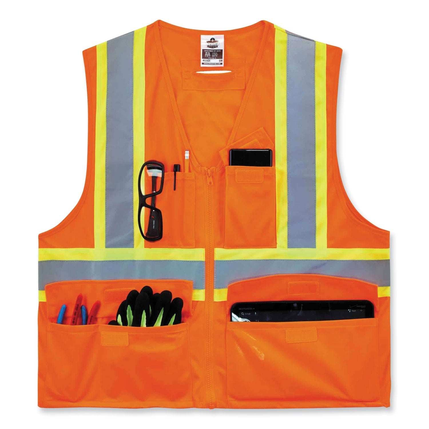 ergodyne® GloWear 8235ZX Class 2 Two-Tone X-Back Vest, Polyester, 2X-Large/3X-Large, Orange