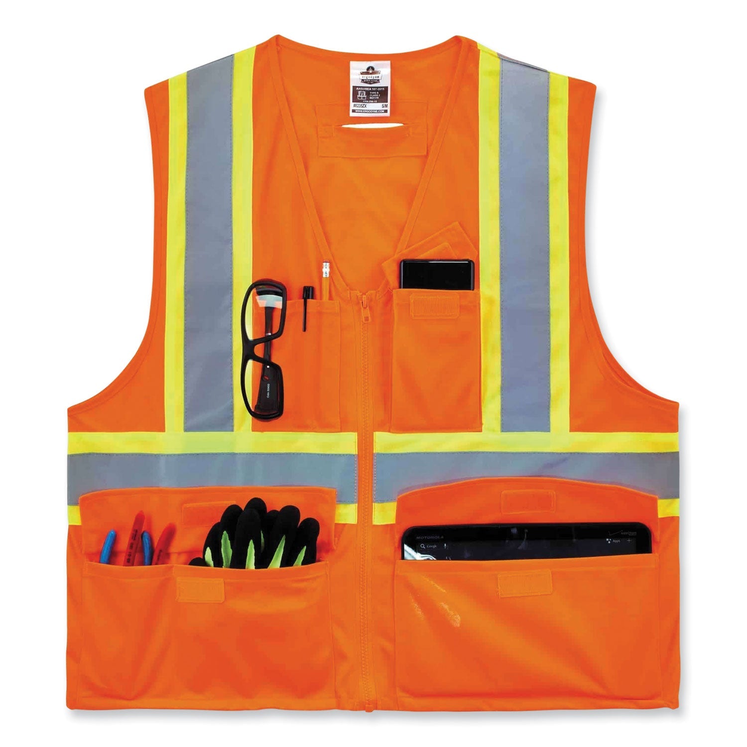ergodyne® GloWear 8235ZX Class 2 Two-Tone X-Back Vest, Polyester, 4X-Large/5X-Large, Orange