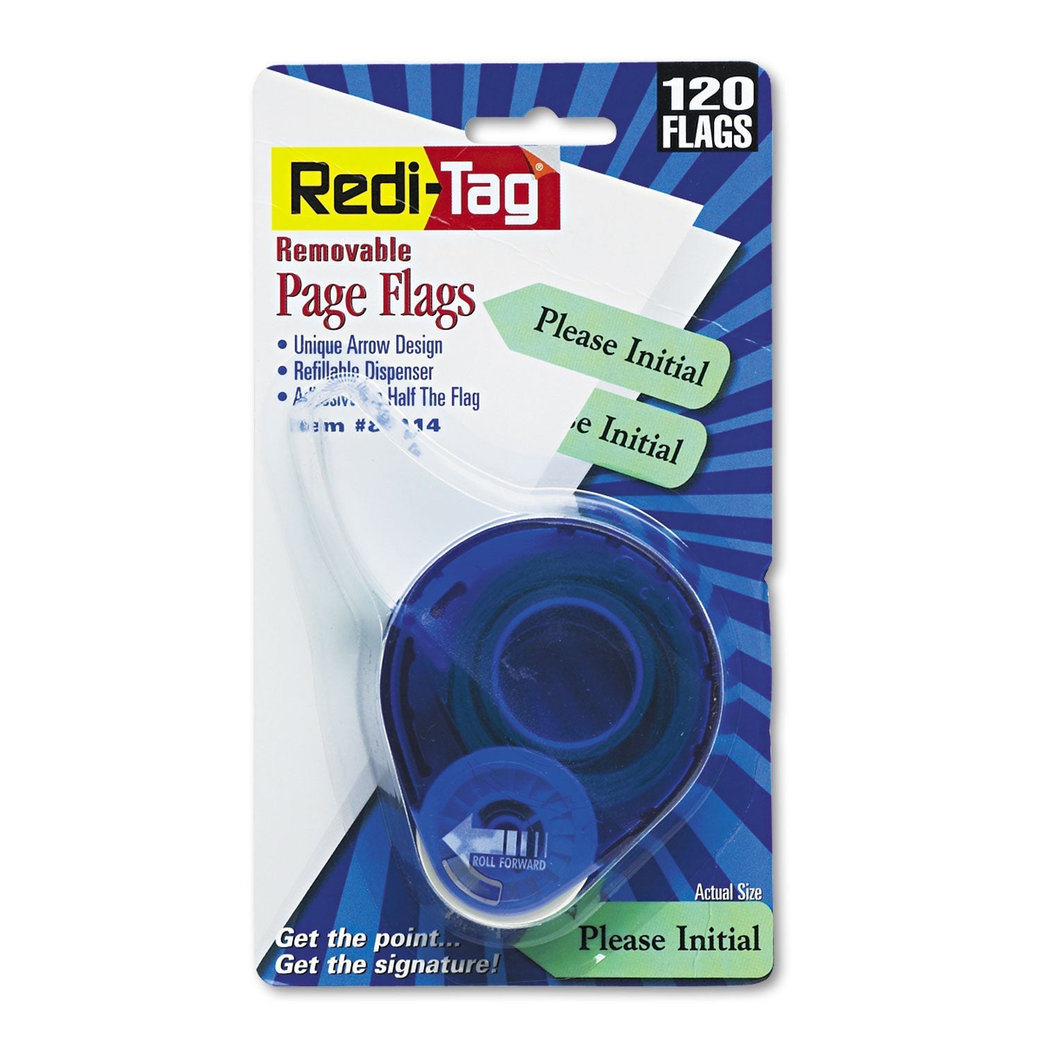 Redi-Tag® Arrow Message Page Flags In Dispenser, "please Initial", Mint, 120/dispenser