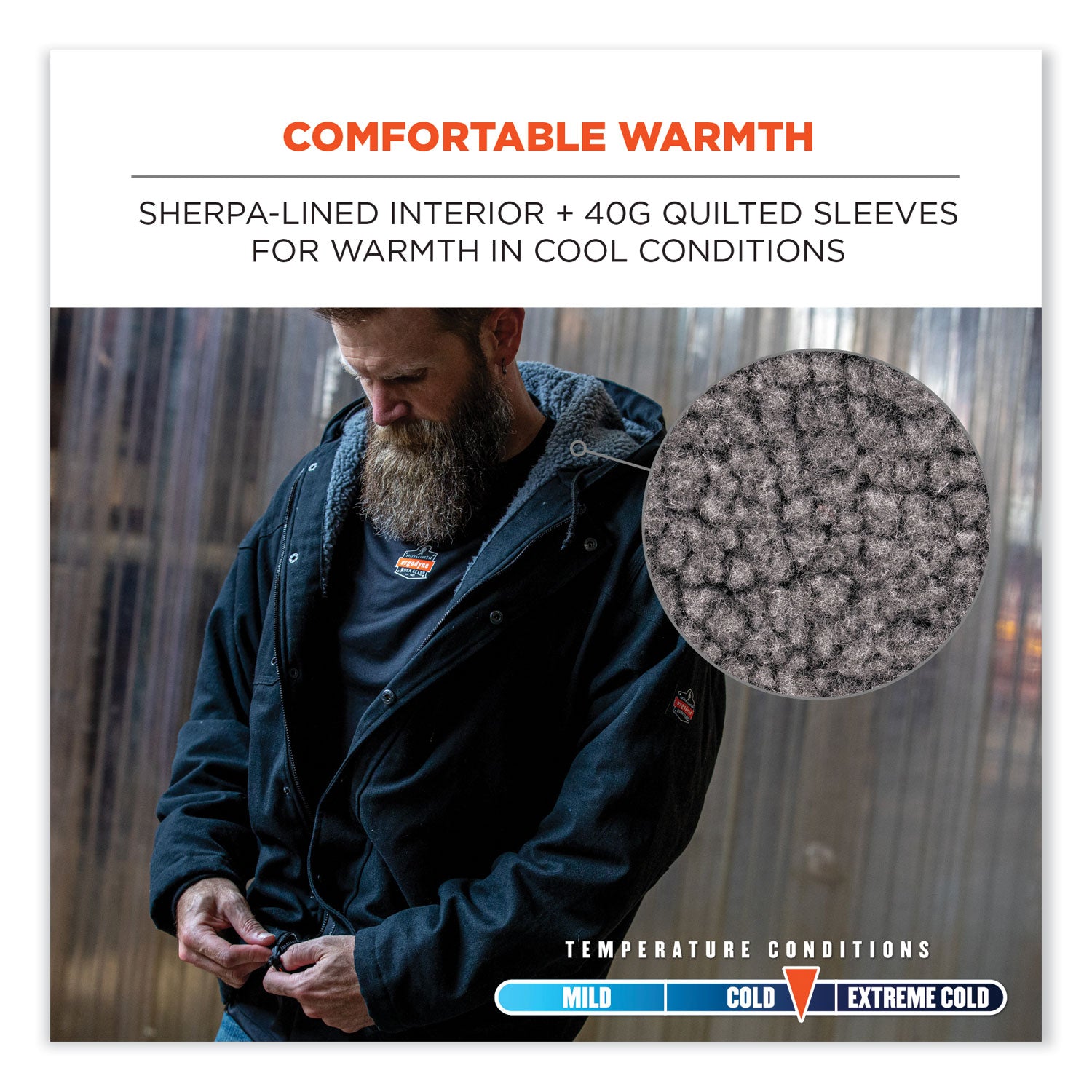 ergodyne® N-Ferno 6468 Duck Canvas Work Jacket, Large, Black - Bloom Skins