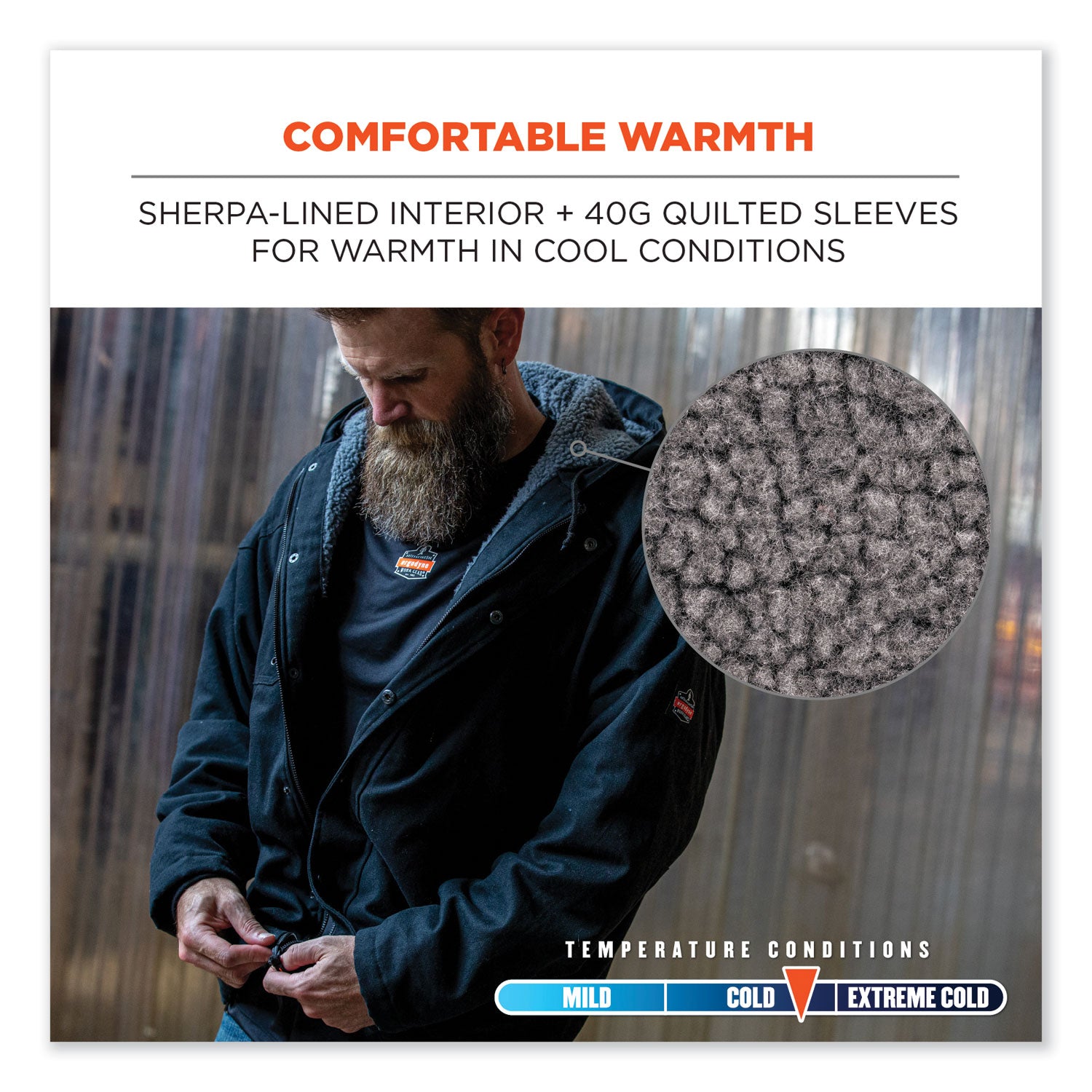 ergodyne® N-Ferno 6468 Duck Canvas Work Jacket, 2X-Large, Black