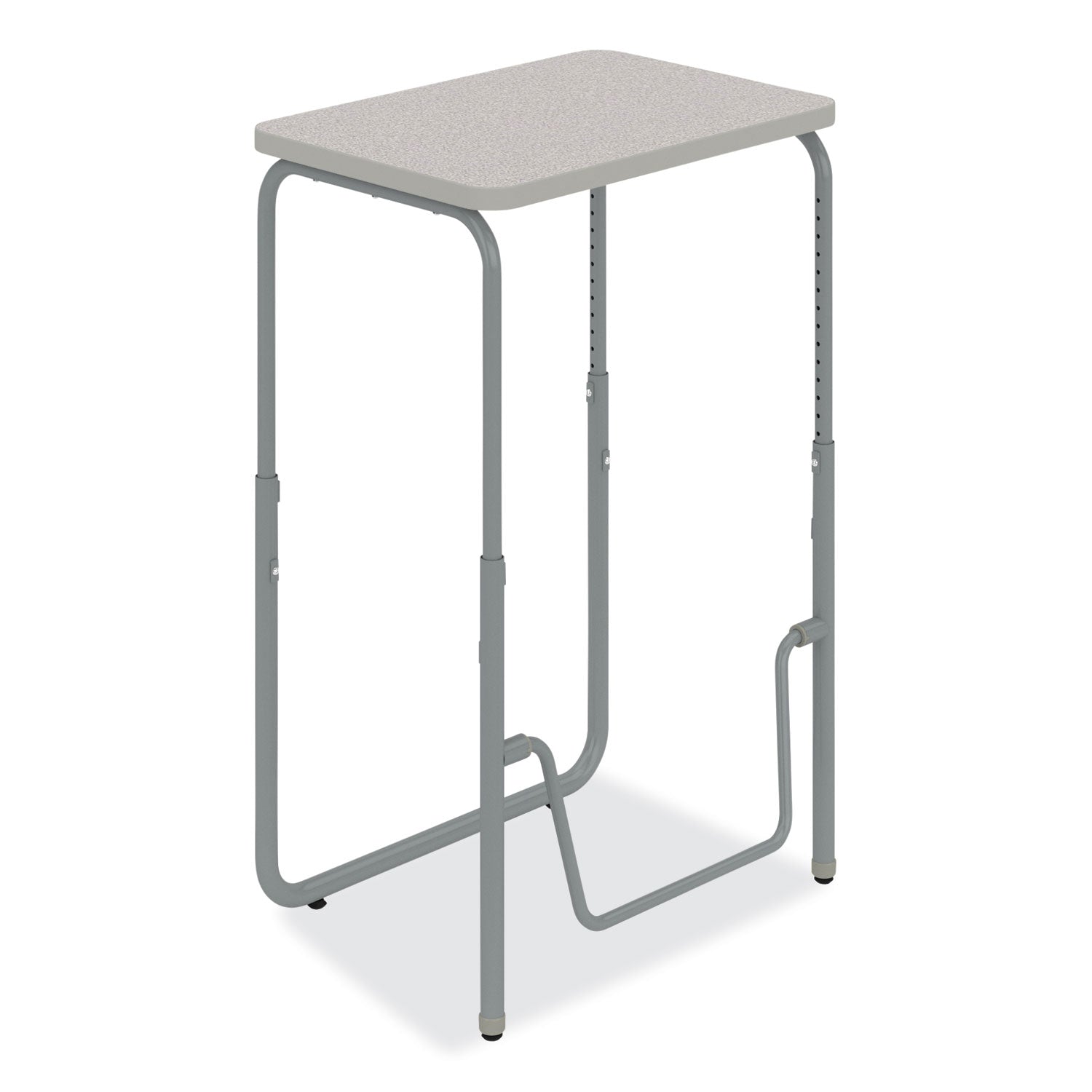 Safco® AlphaBetter 2.0 Height-Adjustable Student Desk with Pendulum Bar, 27.75" x 19.75" x 29" to 43", Pebble Gray