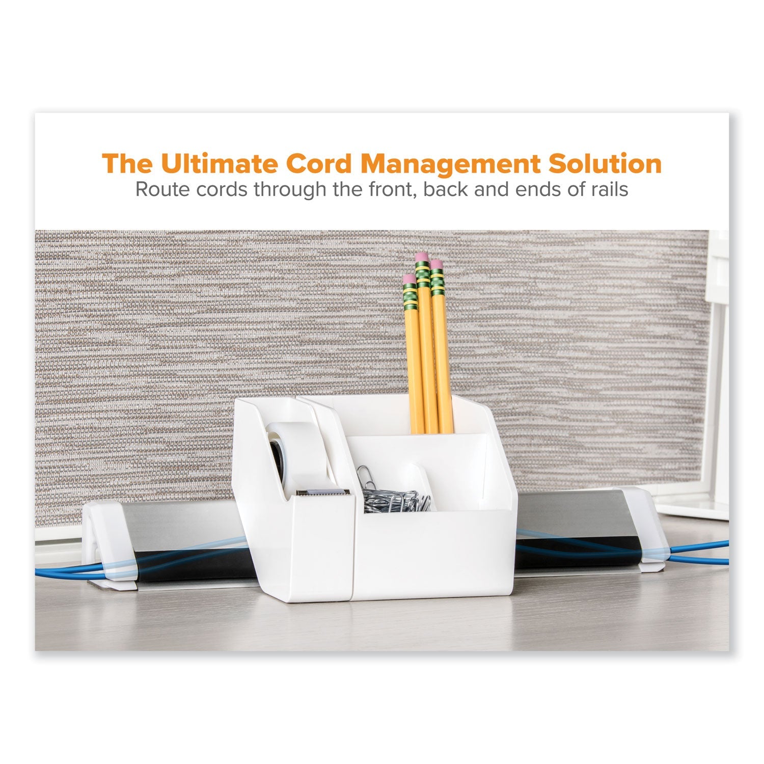 Bostitch® Konnect Desk Organizer and Cable Management Five-Piece Kit, Plastic, White