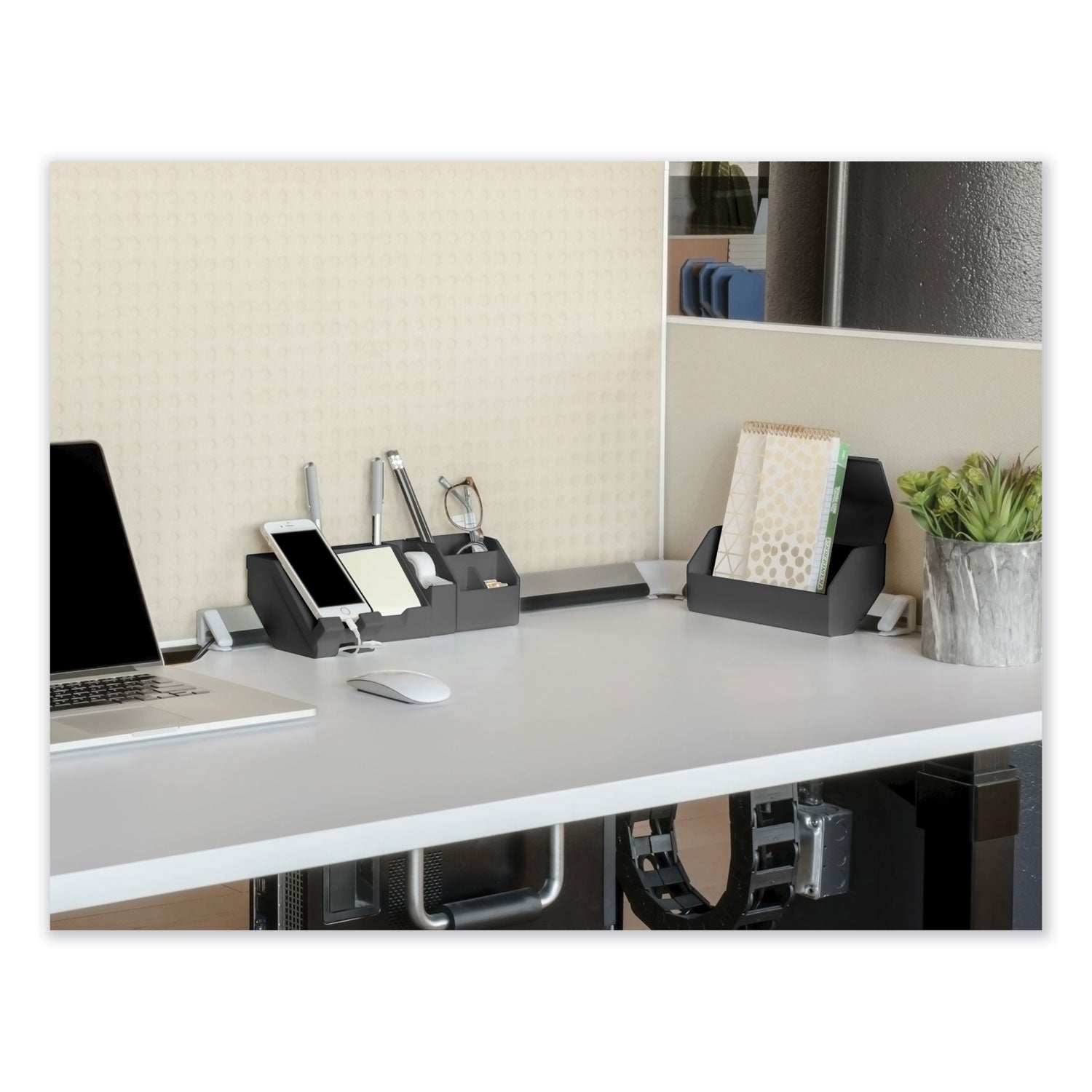 Bostitch® Konnect Desk Organizer and Cable Management Nine-Piece Kit, Plastic, Gray