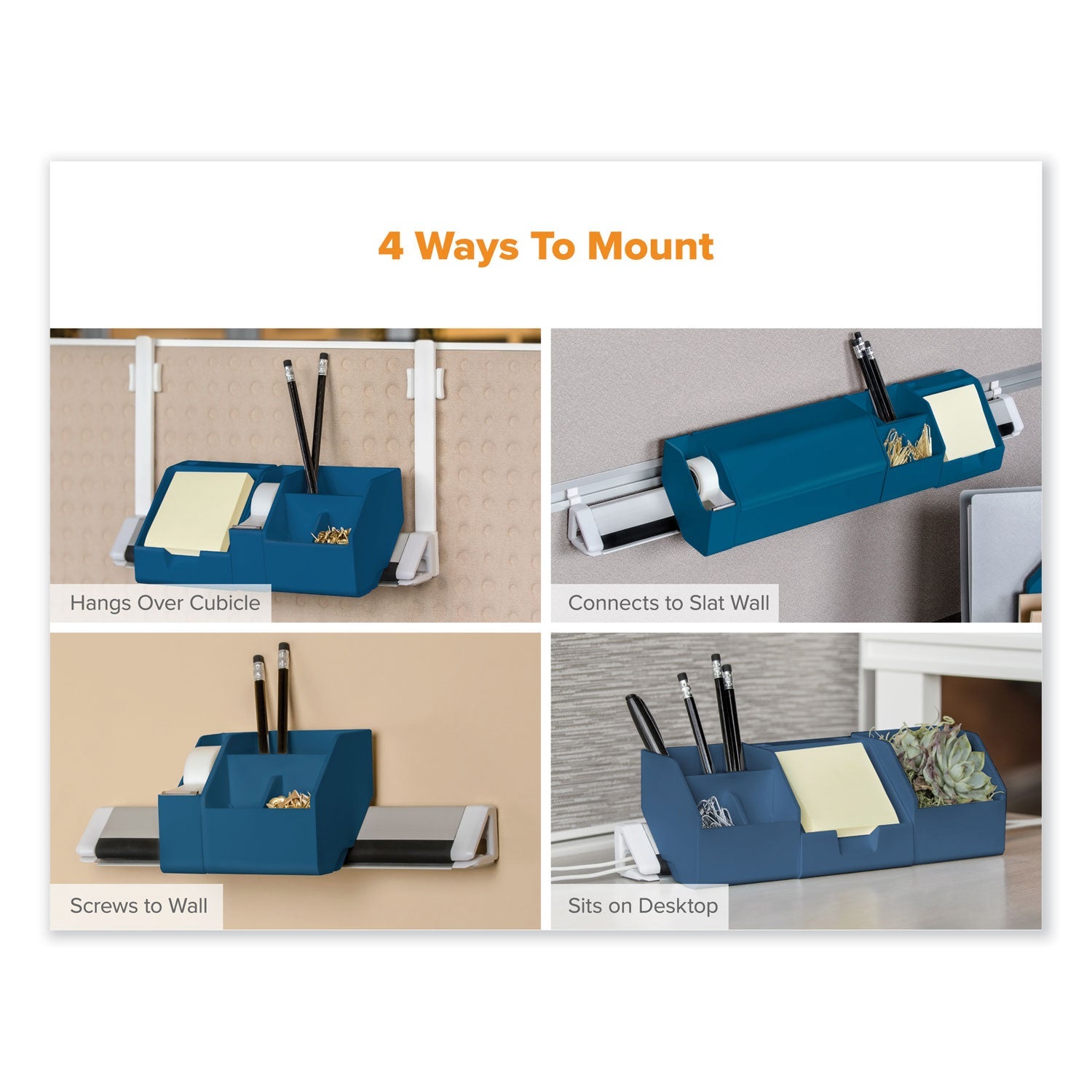 Bostitch® Konnect Desk Organizer and Cable Management 12-Piece Kit, Plastic, Blue