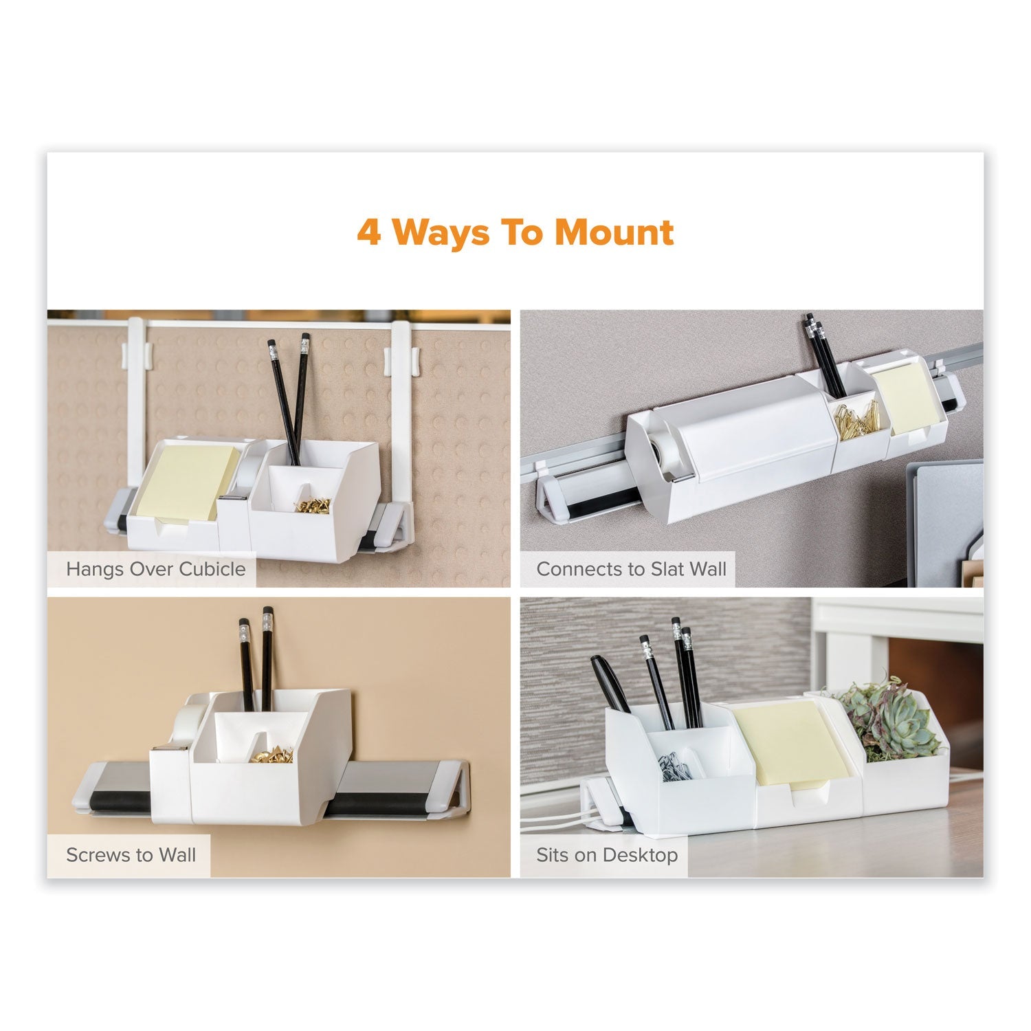 Bostitch® Konnect Desk Organizer and Cable Management 12-Piece Kit, Plastic, White