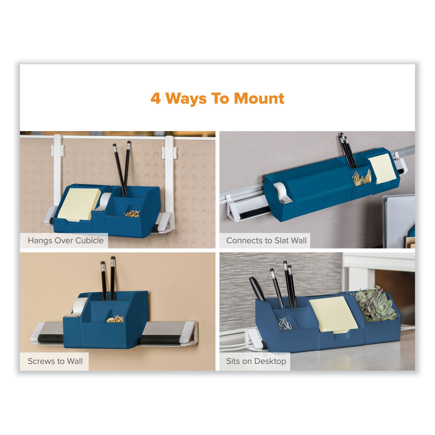 Bostitch® Konnect Desk Organizer and Cable Management 17-Piece Kit, Plastic, Blue