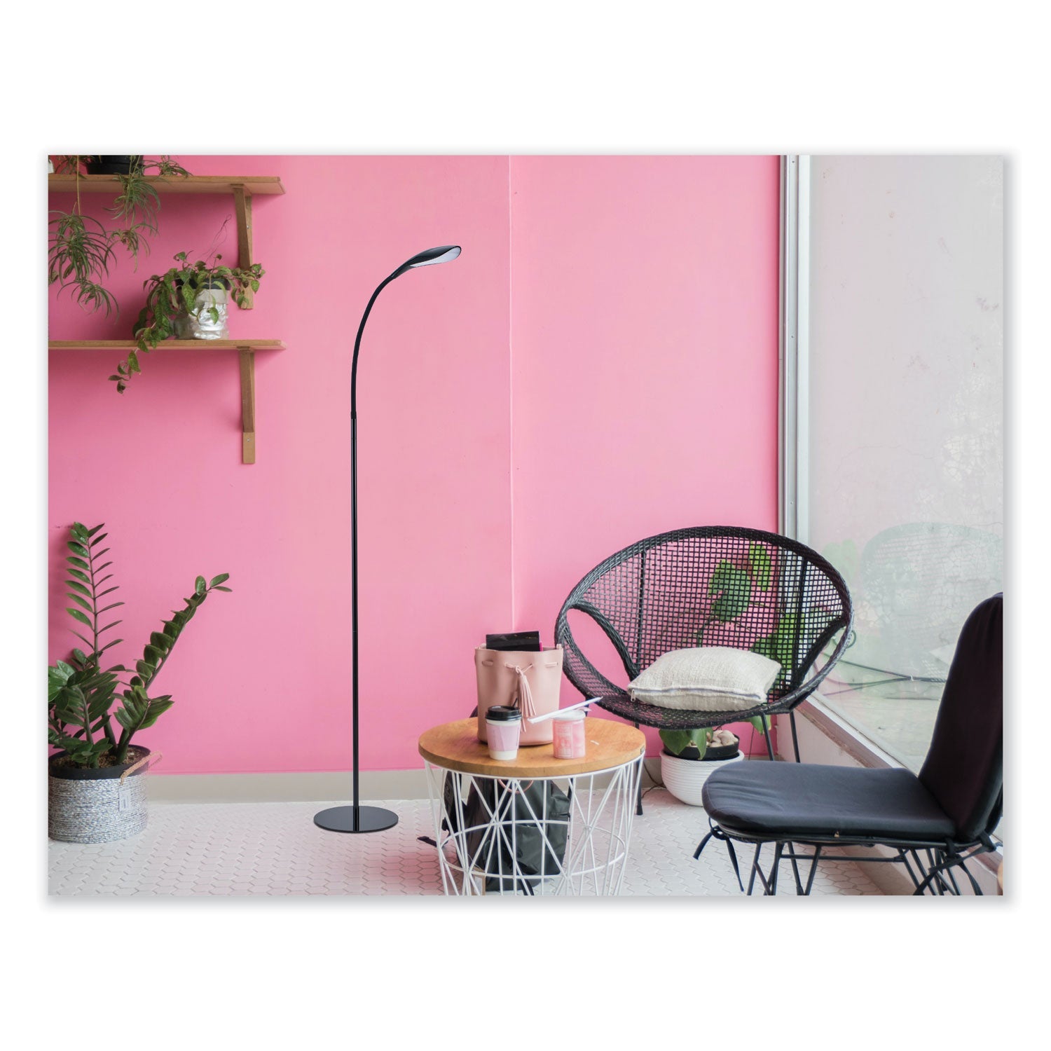Bostitch® Gooseneck Floor Lamp, 72" Tall, Black Base