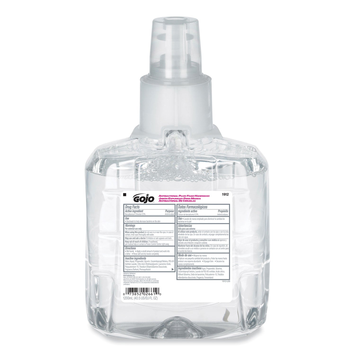 GOJO® Antibacterial Foam Hand Wash Refill, For LTX-12 Dispenser, Plum Scent, 1,200 mL, 2/Carton