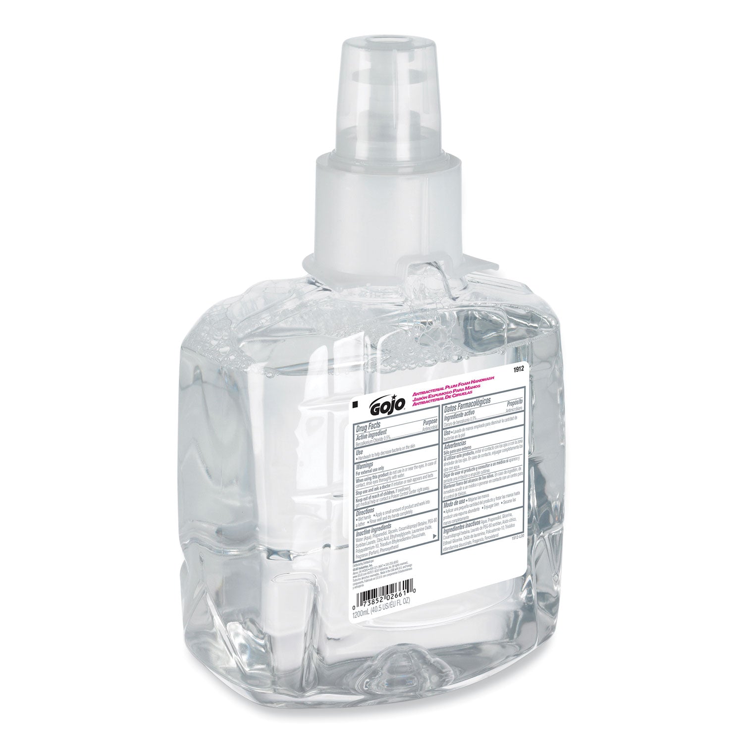 GOJO® Antibacterial Foam Hand Wash Refill, For LTX-12 Dispenser, Plum Scent, 1,200 mL, 2/Carton