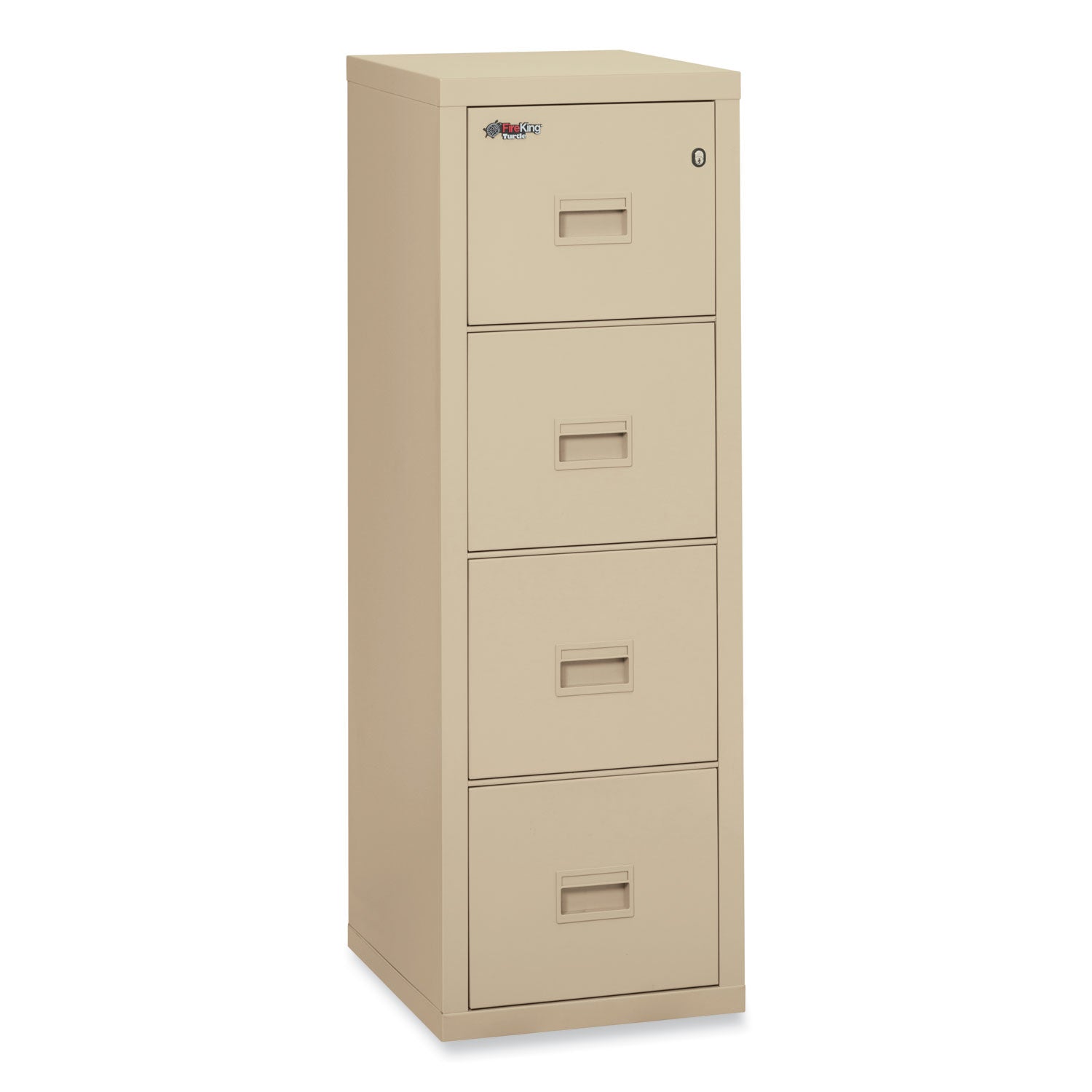 FireKing® Compact Turtle Insulated Vertical File, 1-Hour Fire Protection, 4 Legal/letter File Drawer, Parchment, 17.75 X 22.13 X 52.75