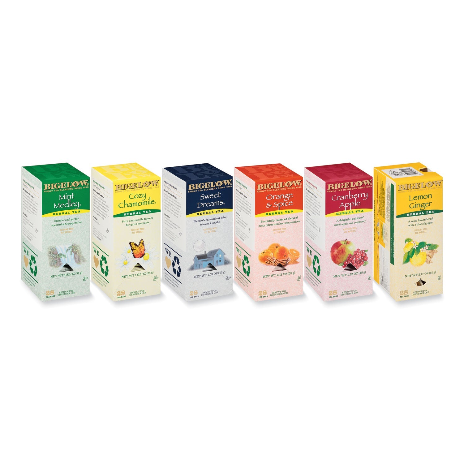 Bigelow® Assorted Tea Packs, Six Flavors, 28/box, 168/carton