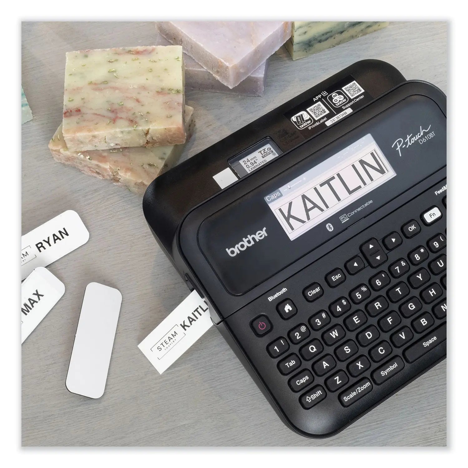 Brother P-Touch® D-610BTVP Connected Label Maker with Color Display, 30 mm/s Print Speed, 14.2 x 6 x 13.3