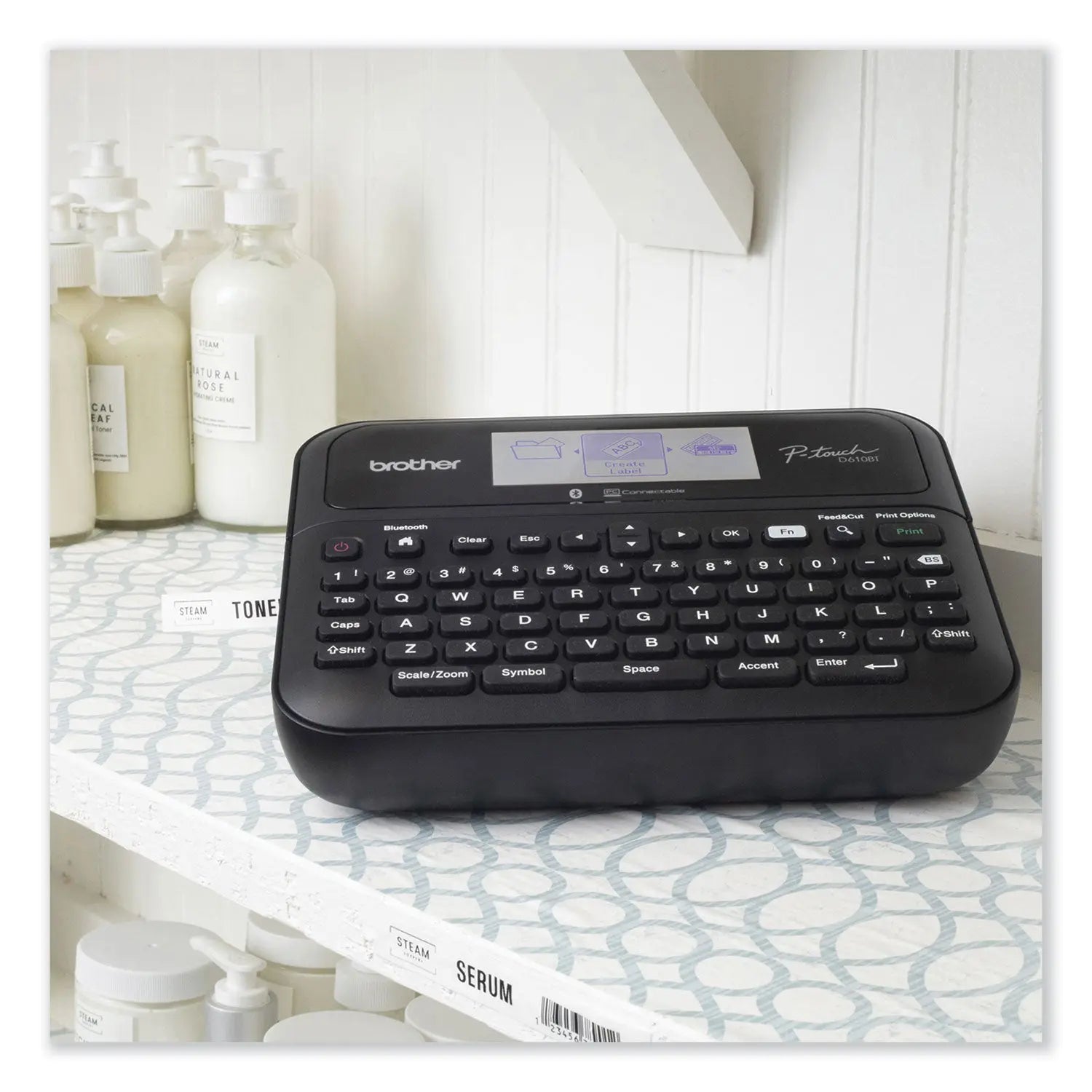 Brother P-Touch® D-610BTVP Connected Label Maker with Color Display, 30 mm/s Print Speed, 14.2 x 6 x 13.3