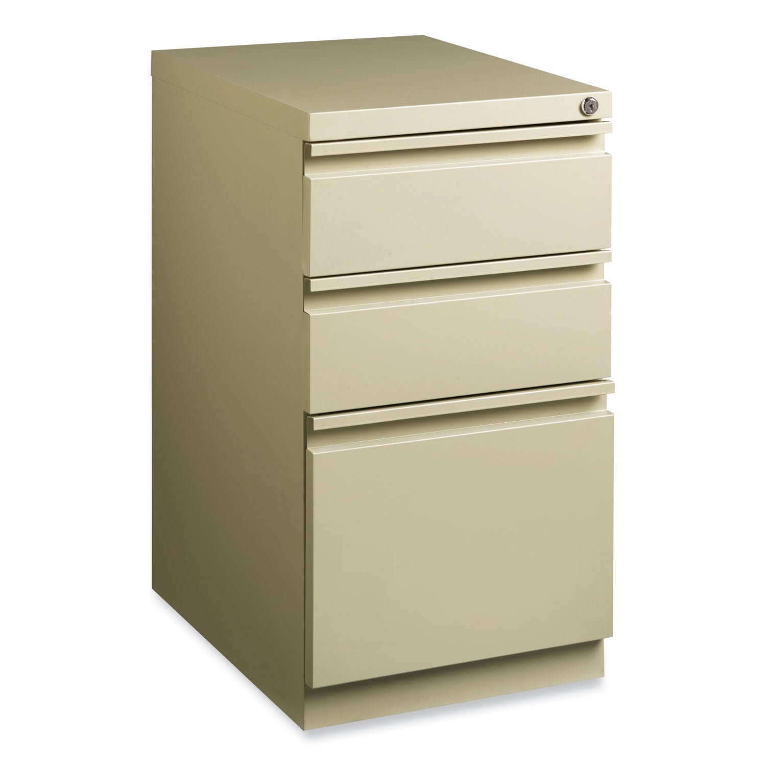 Hirsh Industries® Full-Width Pull 20 Deep Mobile Pedestal File, 3-Drawer: Box/Box/File, Letter, Putty, 15 x 19.88 x 27.75