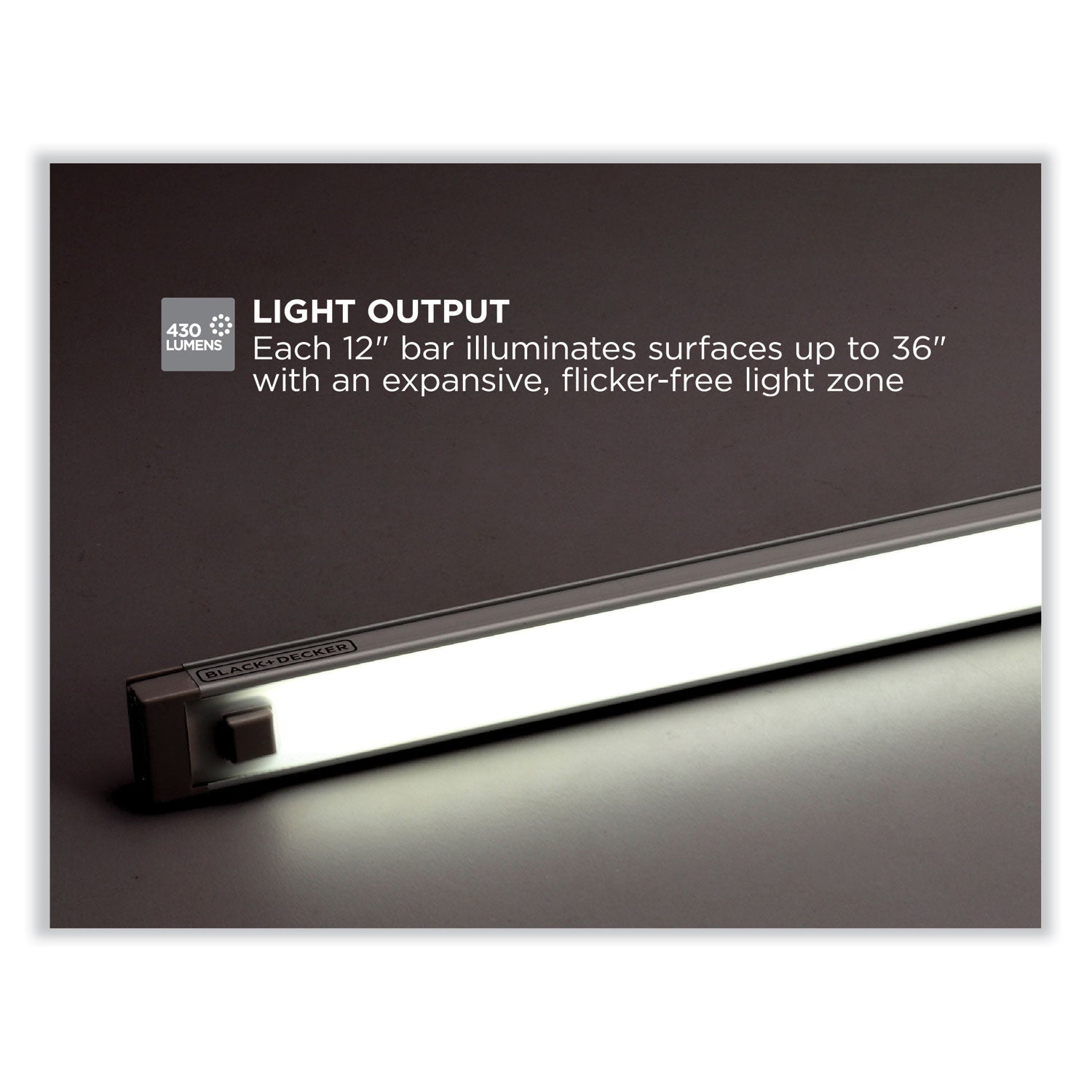 BLACK+DECKER LED Dimmable Under Counter Office Lighting with Motion Sensor and Magnetic Option One-Bar Kit, 0.78w x 0.39h