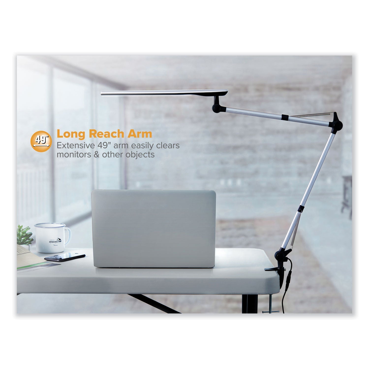 Bostitch® Dual Swing Arm Dimmable Desk Lamp, 19.69" High, Black