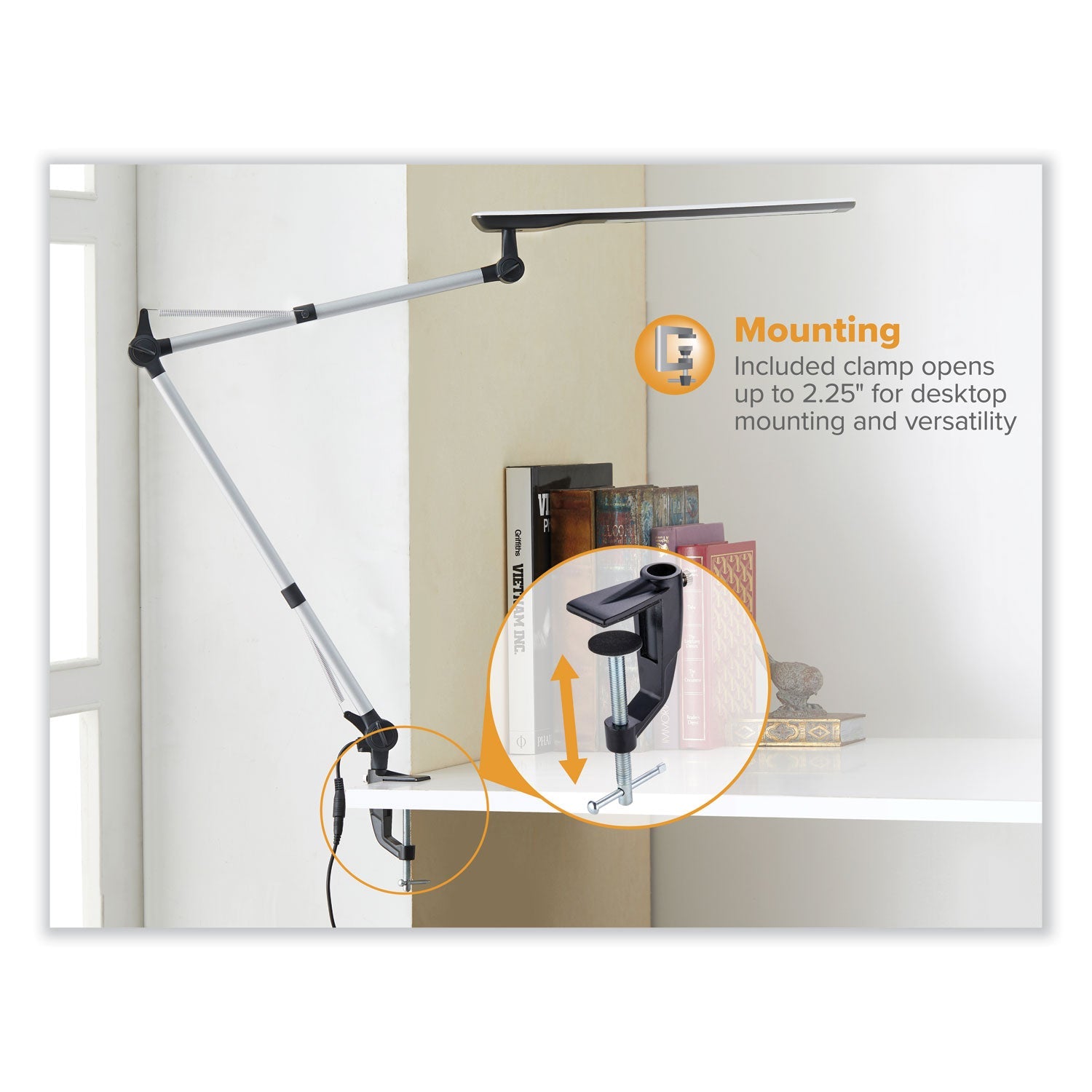 Bostitch® Dual Swing Arm Dimmable Desk Lamp, 19.69" High, Black