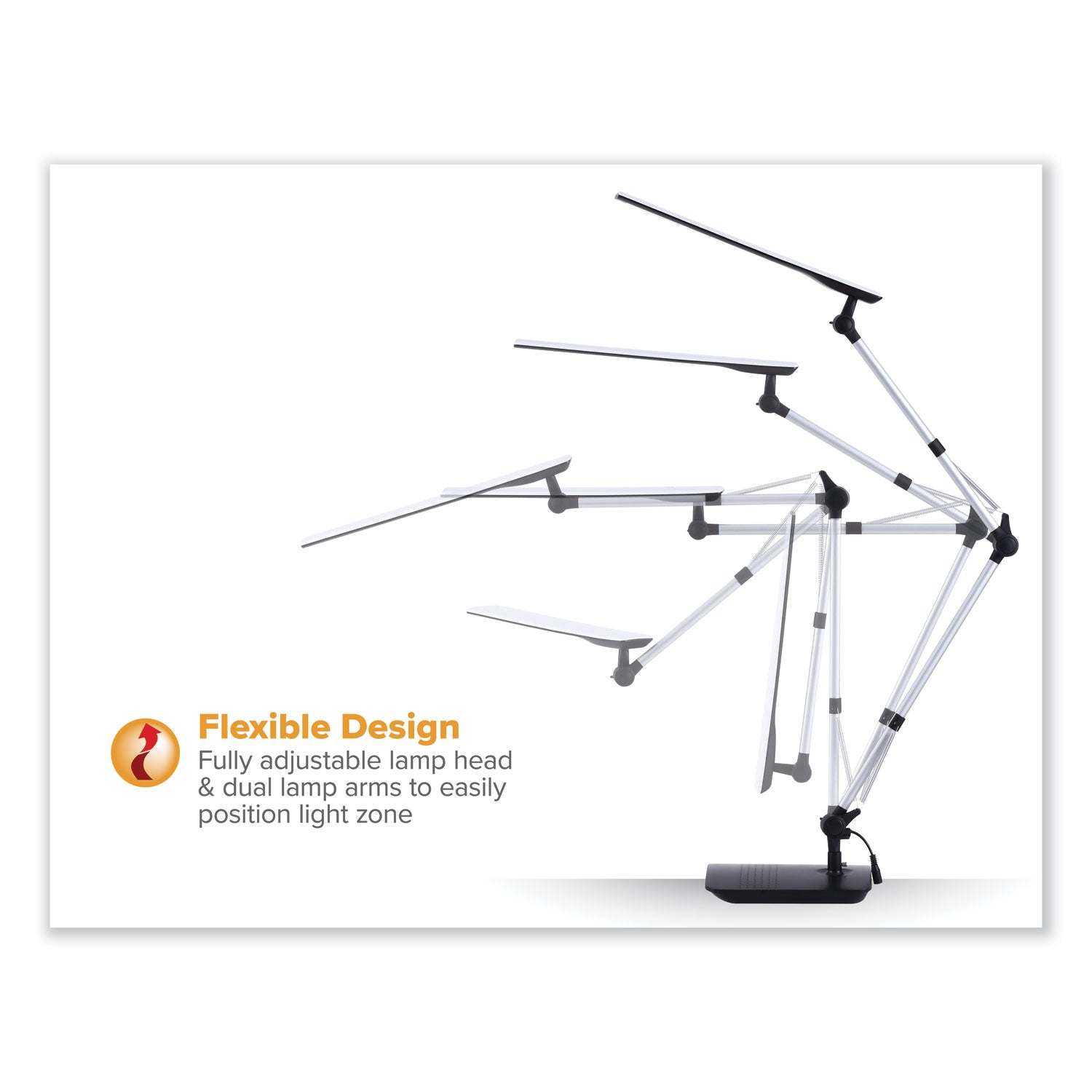 Bostitch® Dual Swing Arm Dimmable Desk Lamp, 19.69" High, Black