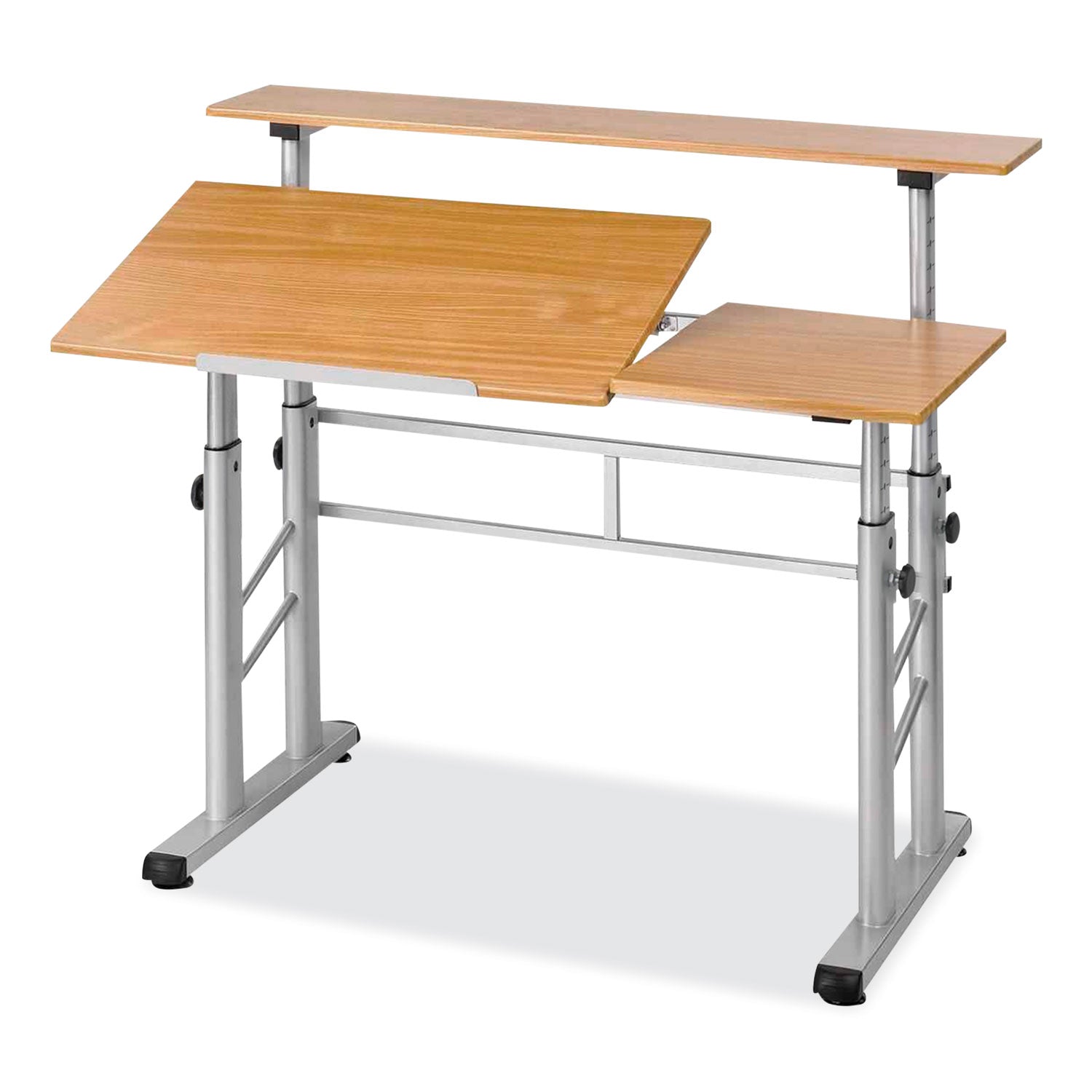 Safco® Height-Adjustable Split Level Drafting Table, Rectangular/Square, 47.25 x 29.75 x 26 to 37.25, Medium Oak