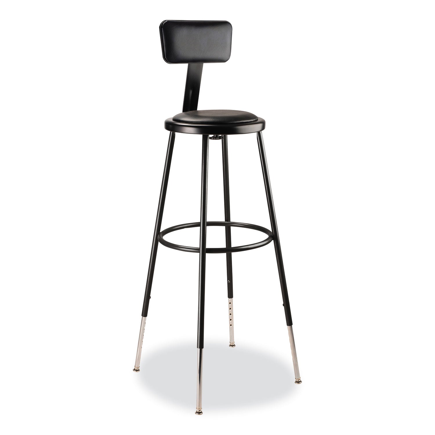 Adj Heavy Duty Vinyl Padded Stool w/Back | 32"-39"