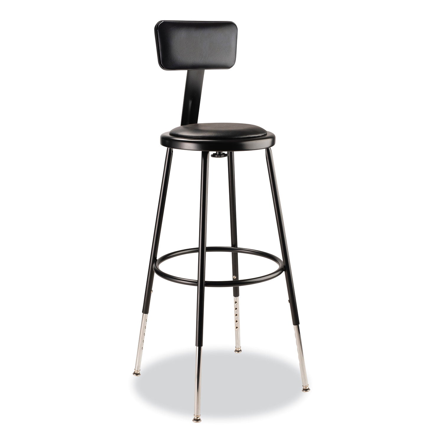 Adj Heavy Duty Vinyl Steel Stool w/Back | 25"-33"