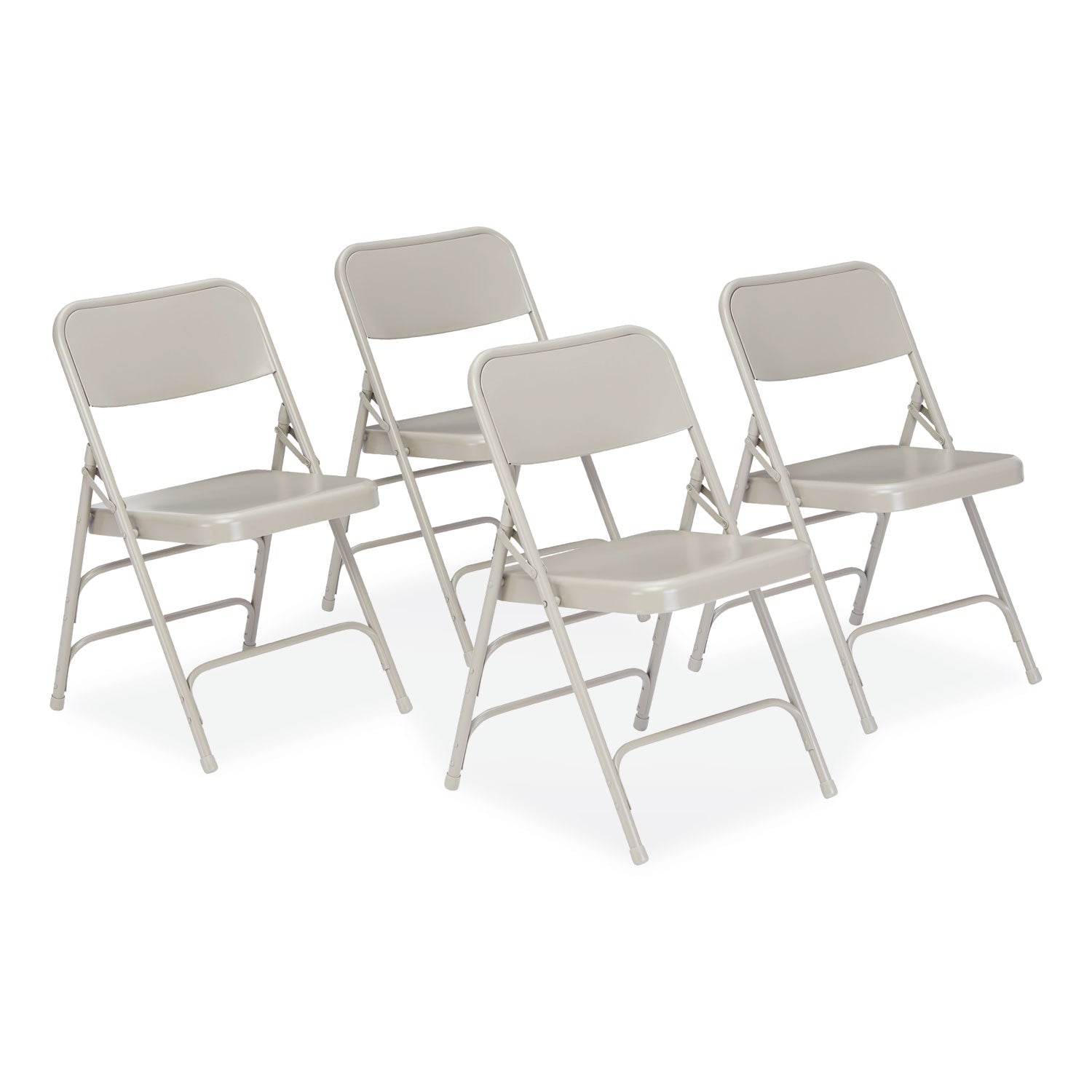 NPS® 300 Series Deluxe All-Steel Triple Brace Folding Chair, Supports Up to 480 lb, 17.25" Seat Height, Gray, 4/Carton