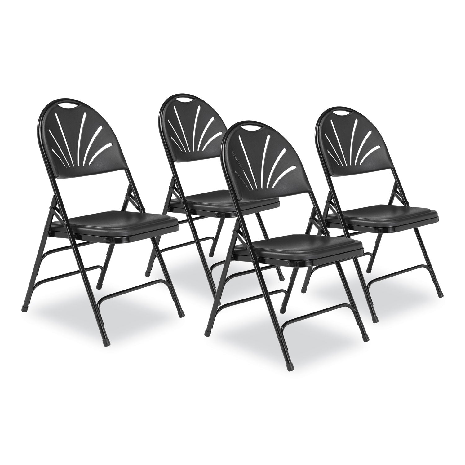 1100 Series Fan-Back Folding Chair | Black, 4/Carton