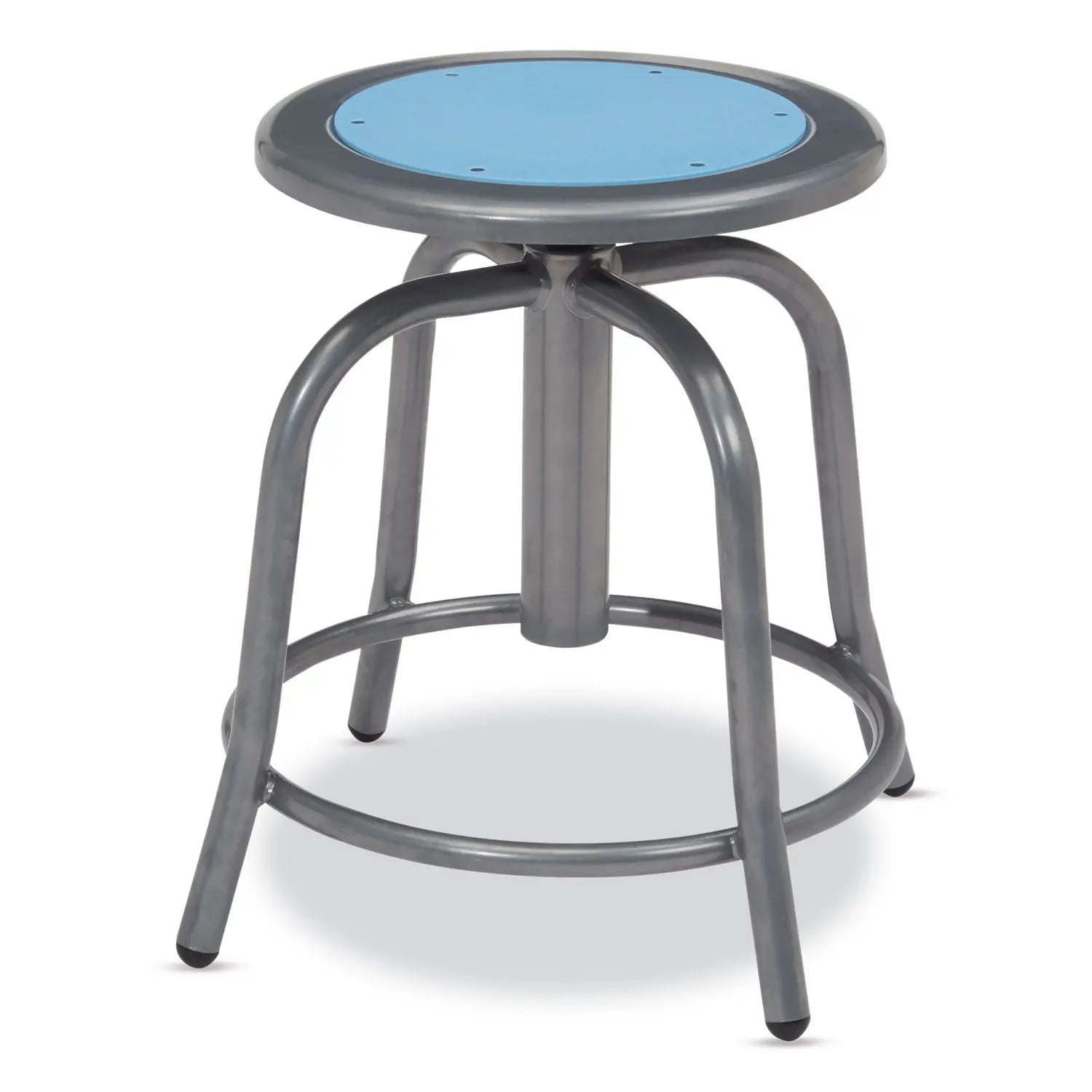 NPS® 6800 Series Height Adjustable Metal Seat Stool, Supports Up to 300 lb, 18" to 24" Seat Height, Blueberry Seat, Gray Base