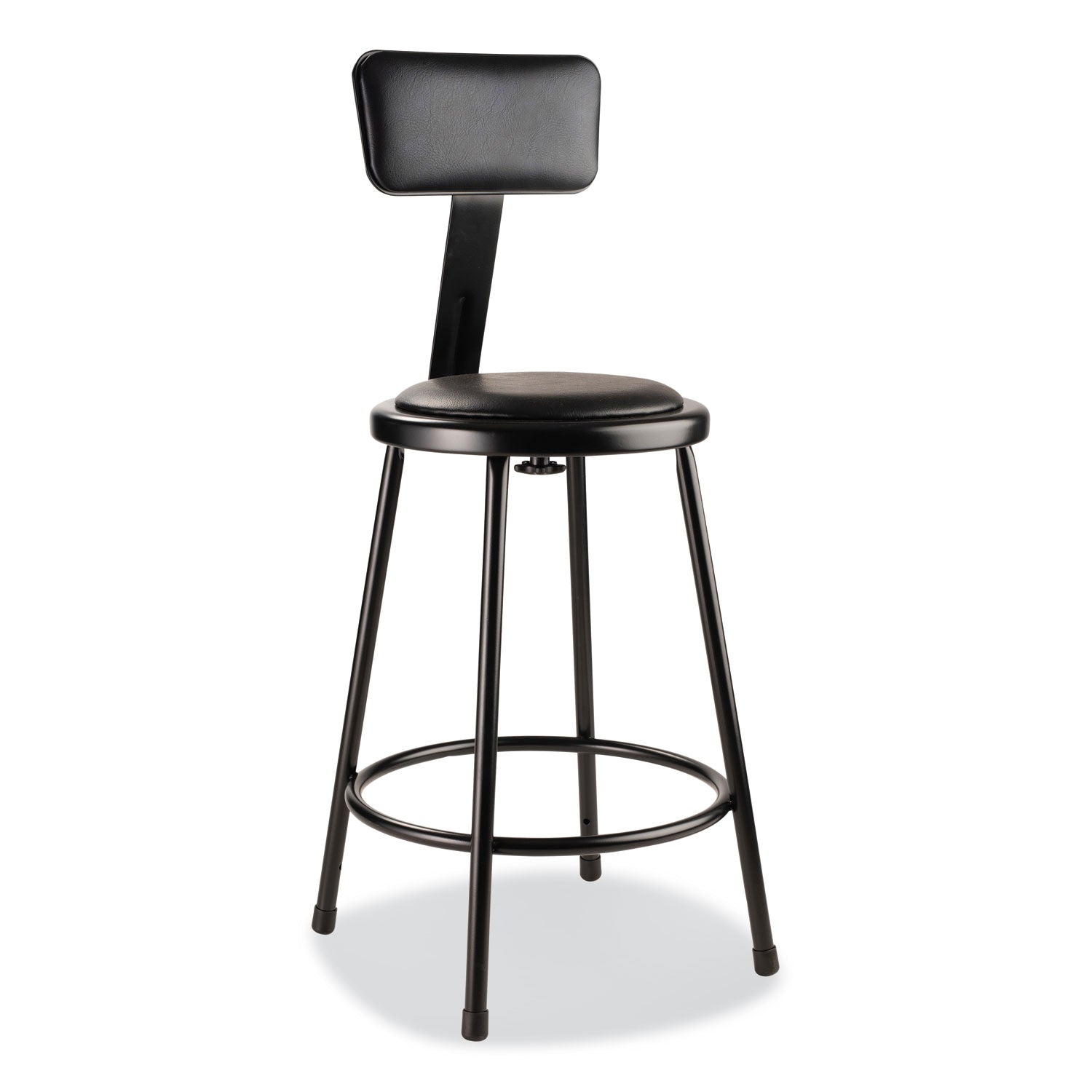 Heavy Duty Vinyl Padded Stool w/ Backrest | 24", Blk