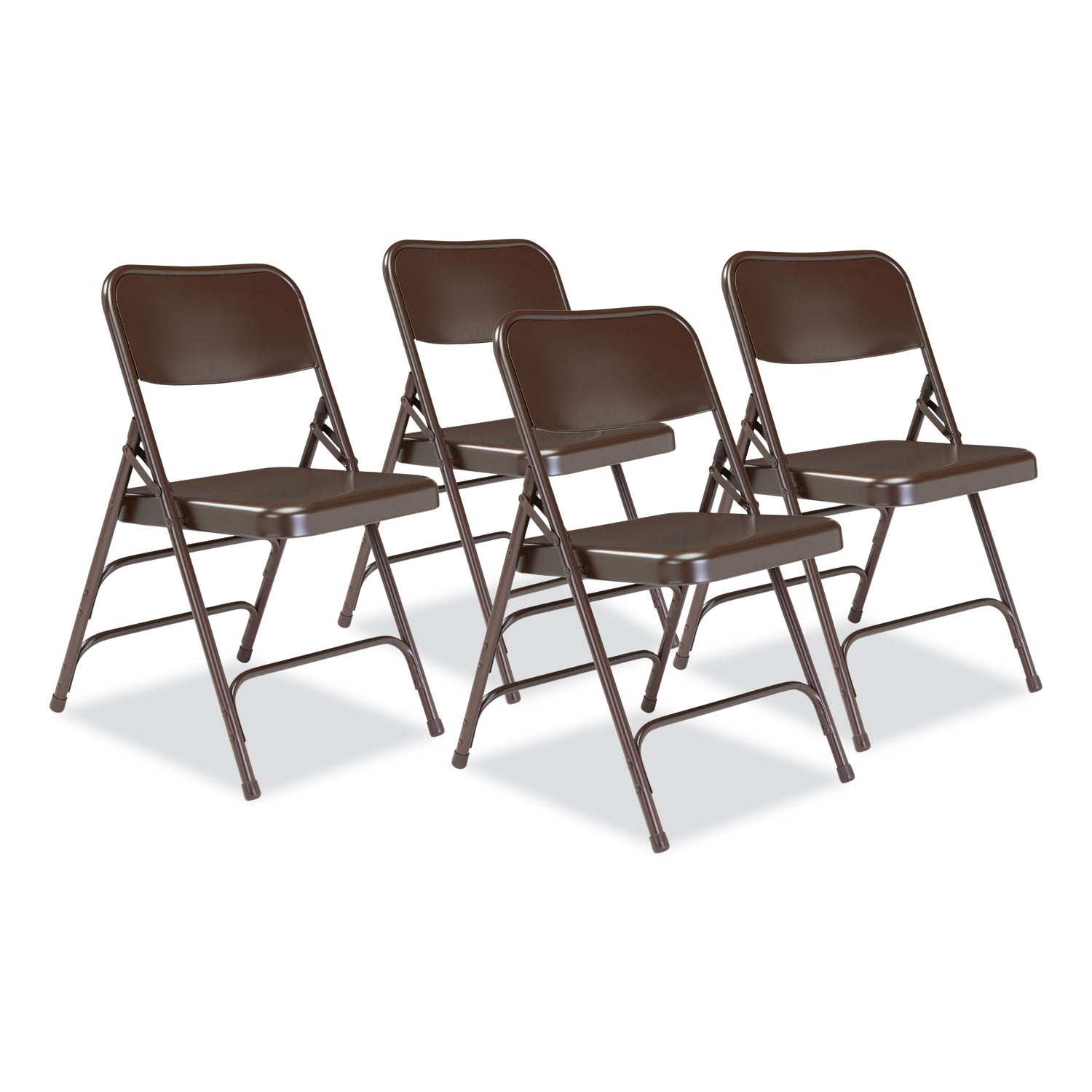NPS® 300 Series Deluxe All-Steel Triple Brace Folding Chair, Supports Up to 480 lb, 17.25" Seat Height, Brown, 4/Carton