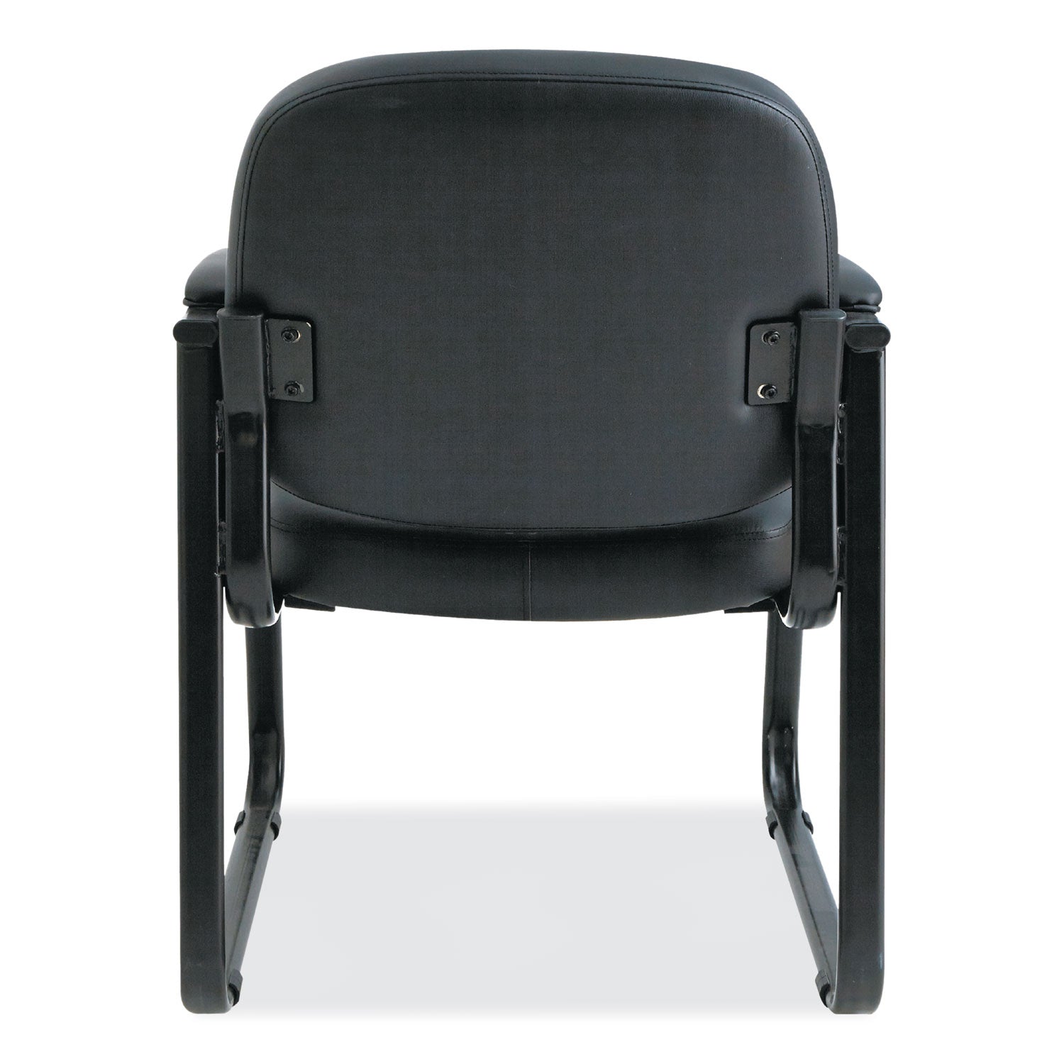 Alera® Alera Genaro Series Faux Leather Half-Back Sled Base Guest Chair, 25" x 24.80" x 33.66", Black Seat, Black Back, Black Base
